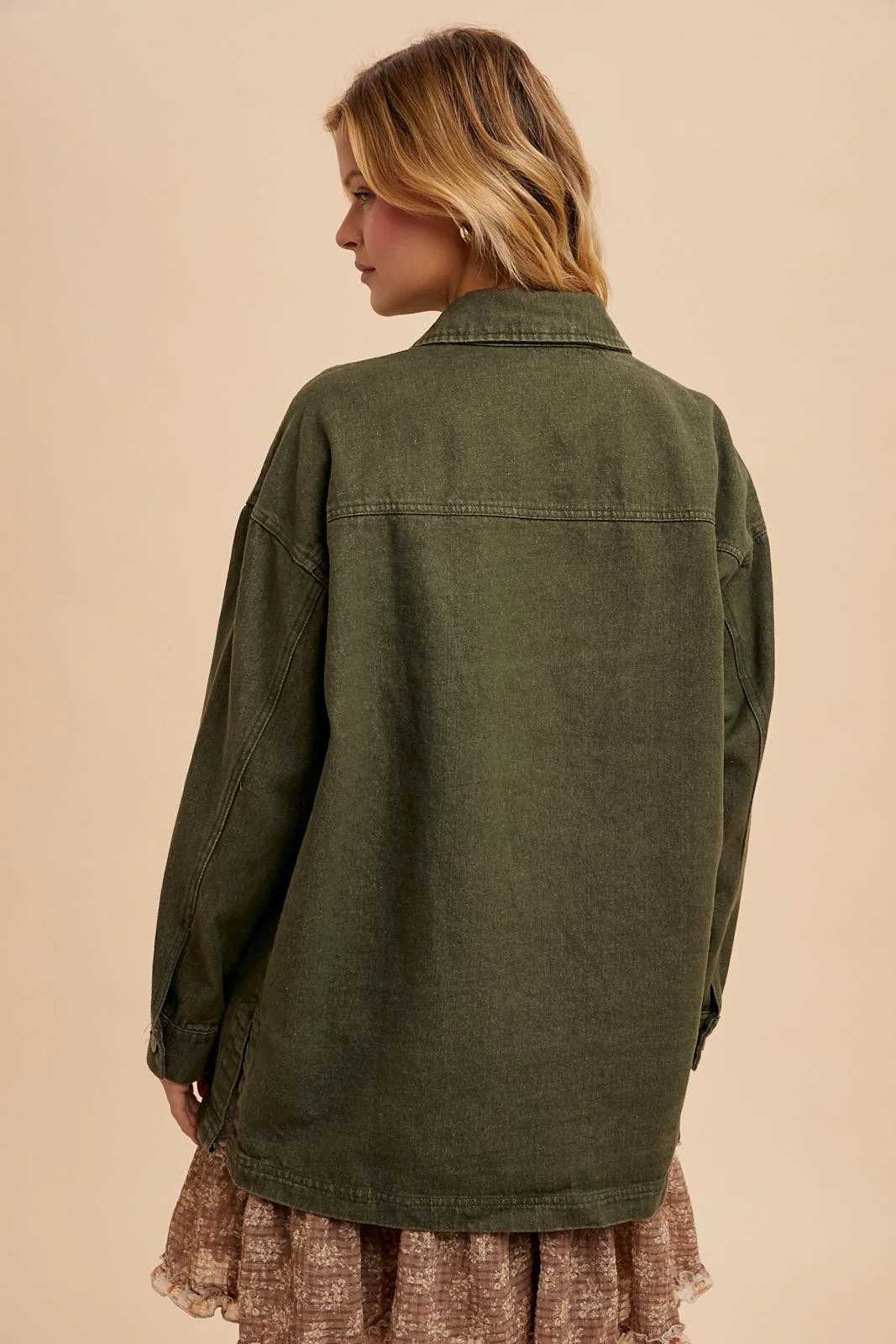 Olive Garment Washed Utility Jacket - Image 3