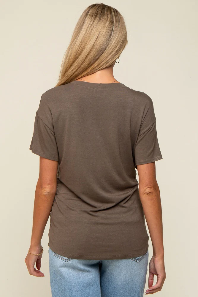 Olive Scoop Neck Basic Maternity Tee - Image 3