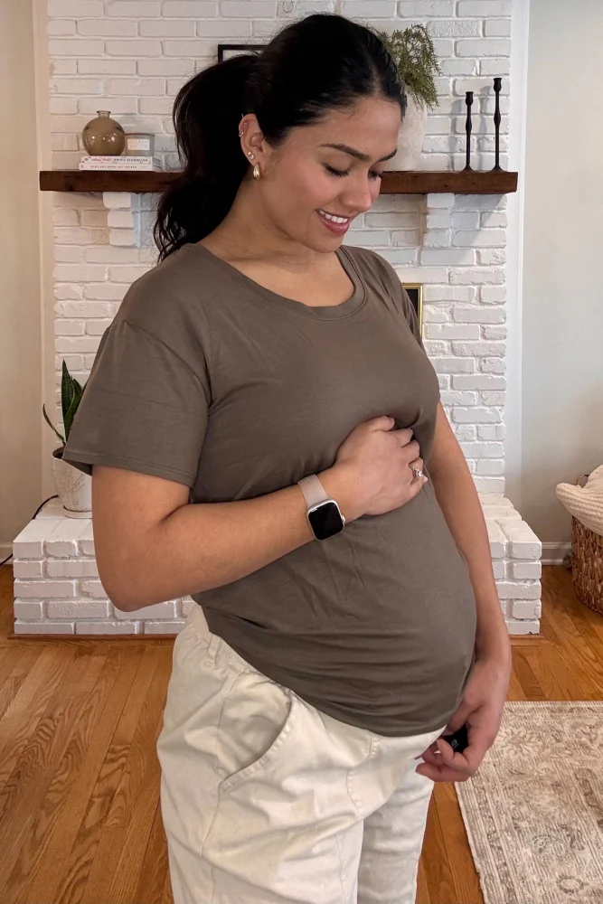 Olive Scoop Neck Basic Maternity Tee - Image 5
