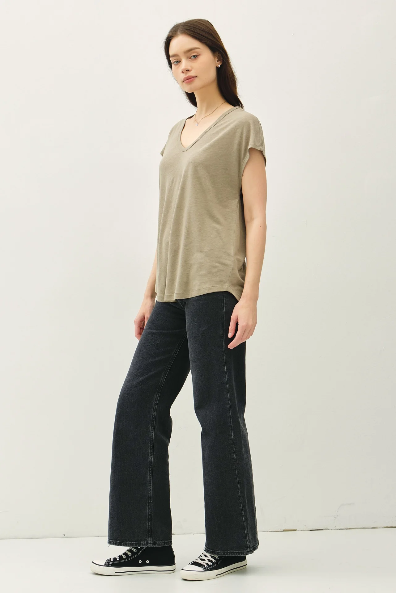 Olive V-Neck Top - Image 3