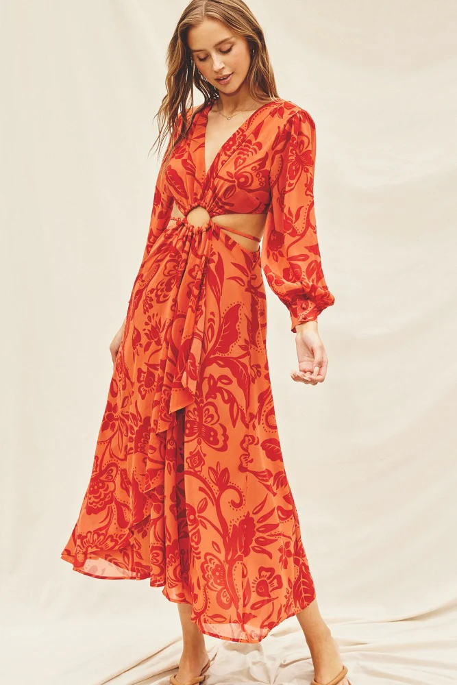Orange O Ring Cutout Dress - Image 2