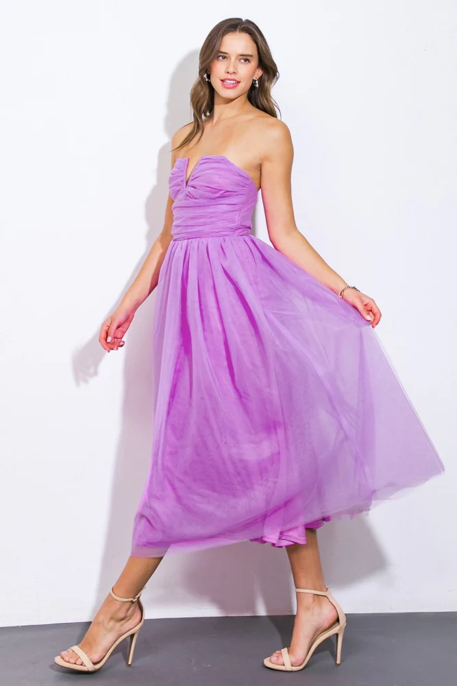 Orchid Strapless Midi Dress - Image 2