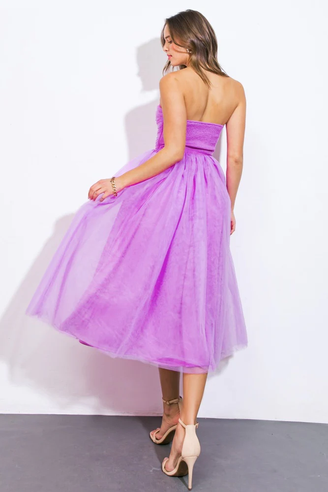 Orchid Strapless Midi Dress - Image 3