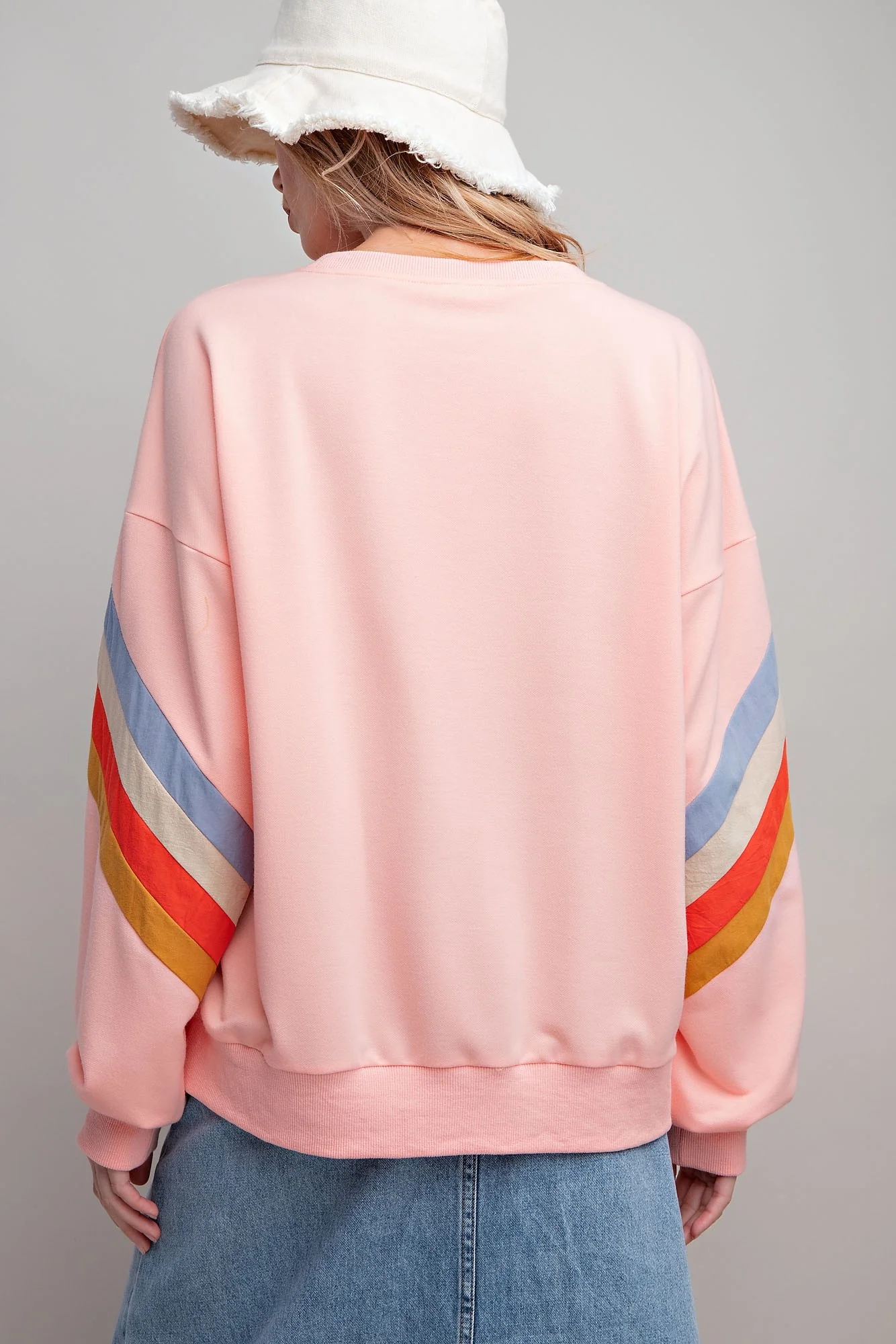 Peach Banded Bottom Terry Pullover - Image 3