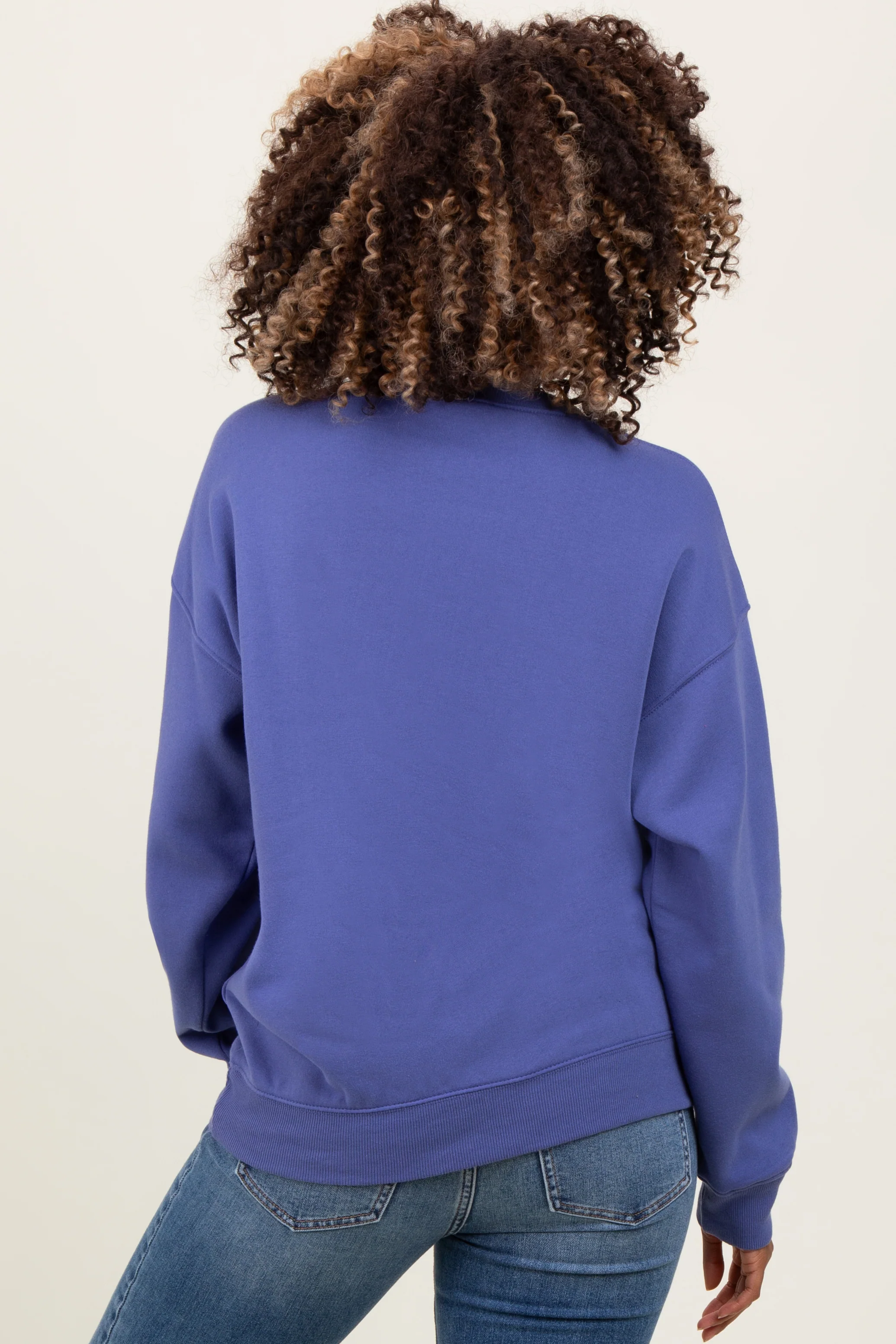 Periwinkle Basic Fleece Crewneck Maternity Sweatshirt - Image 4