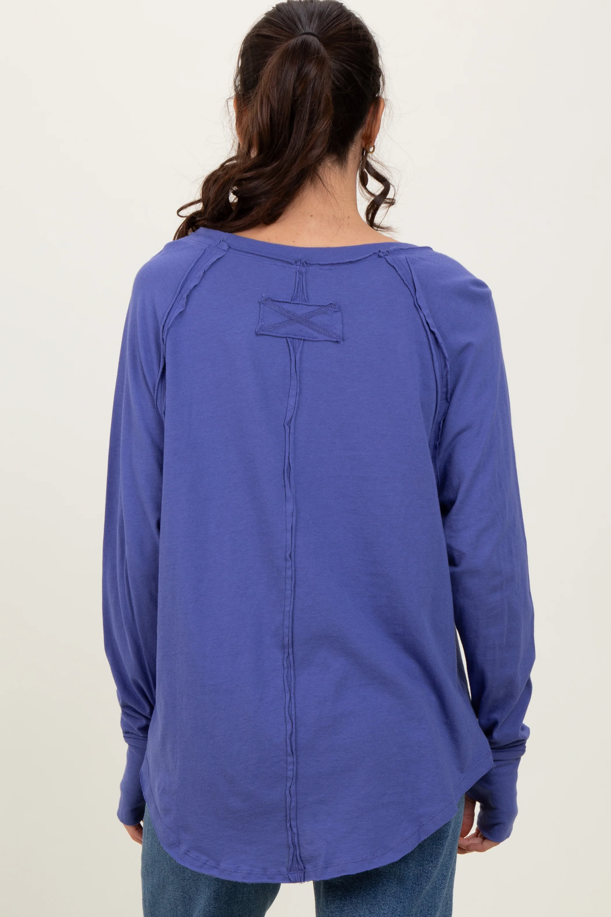 Periwinkle Exposed Seam Long Sleeve Top - Image 3