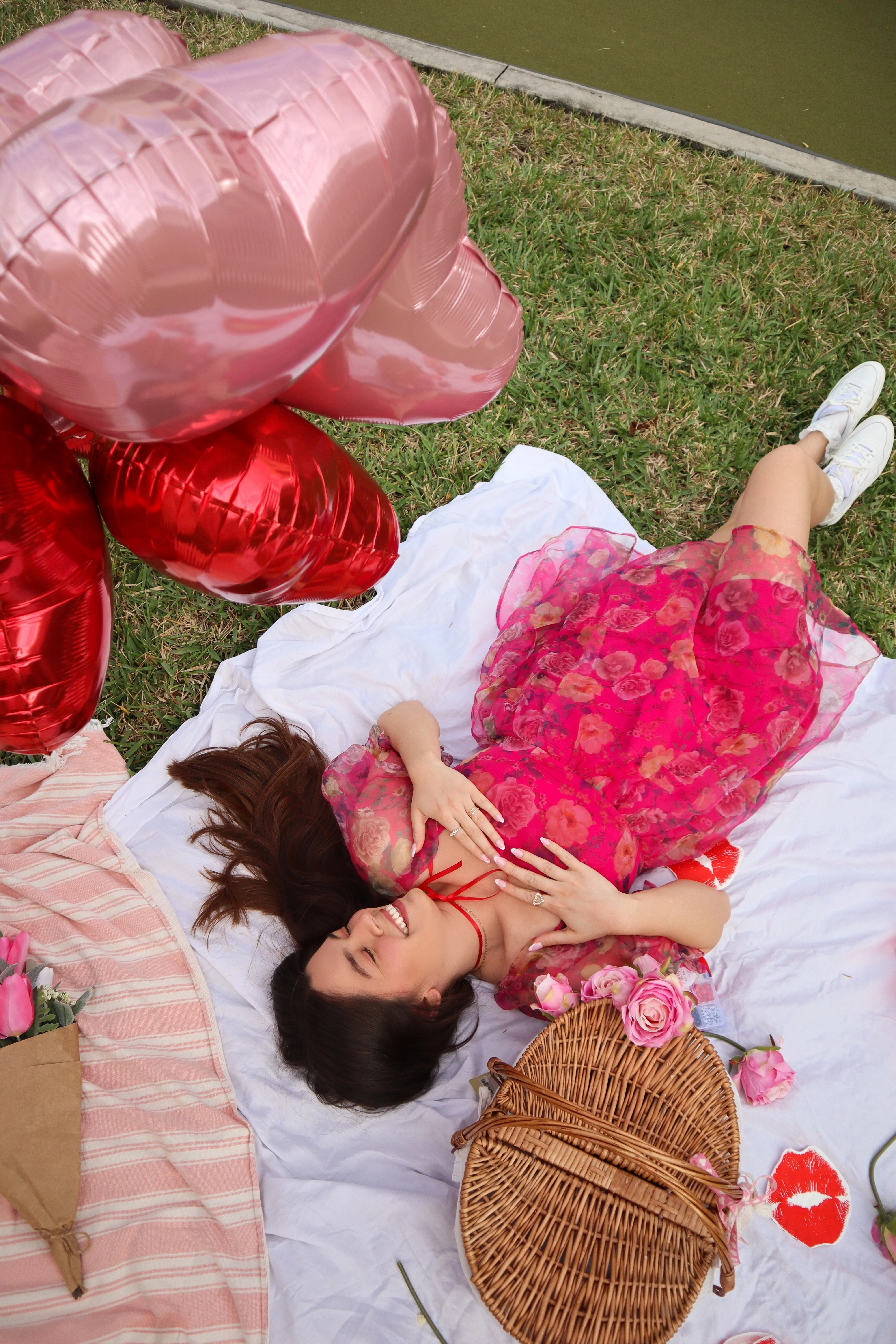 Pink Floral Organza Square Neck Babydoll Dress - Image 5