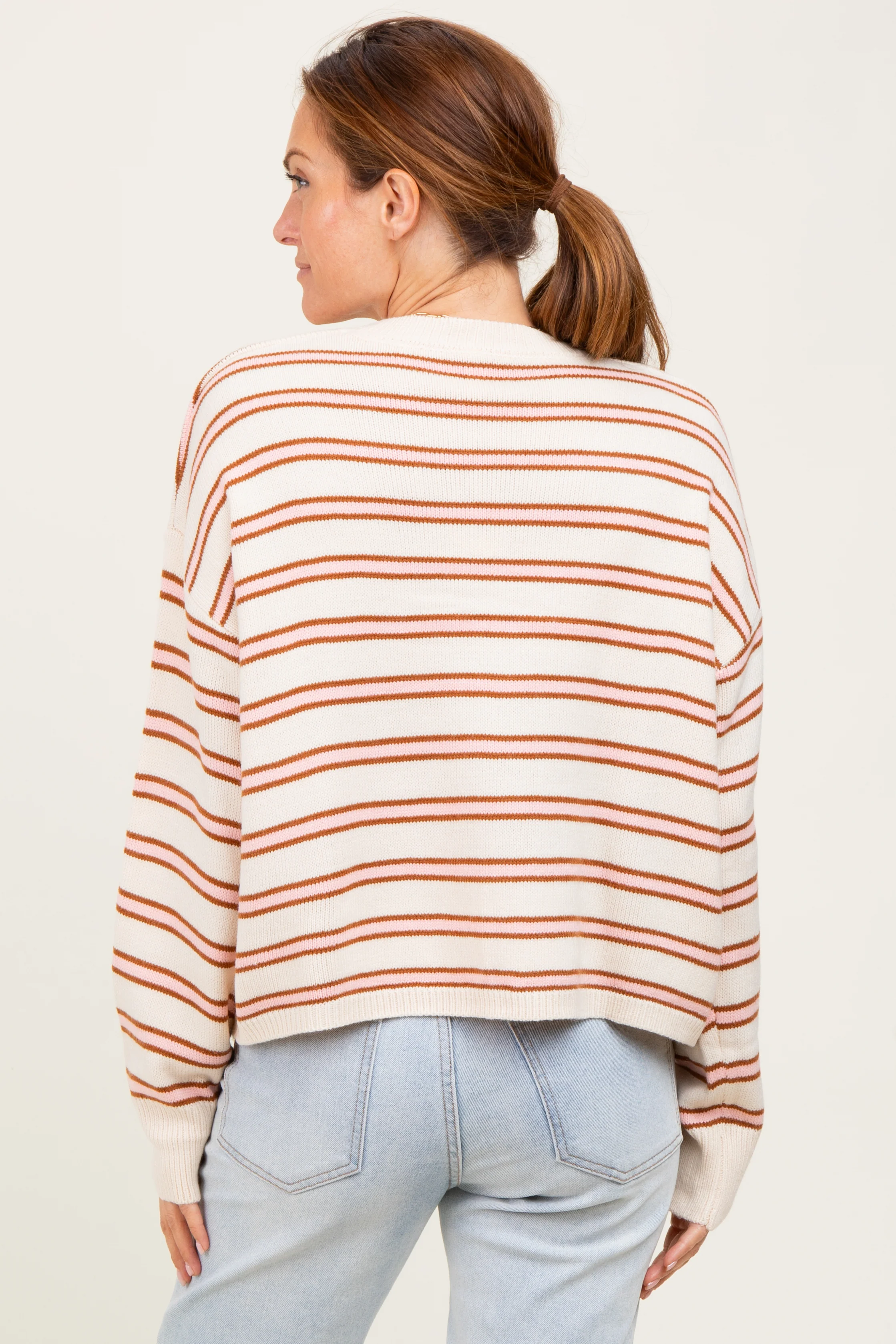 Pink Multicolor Stripe Sweater - Image 4