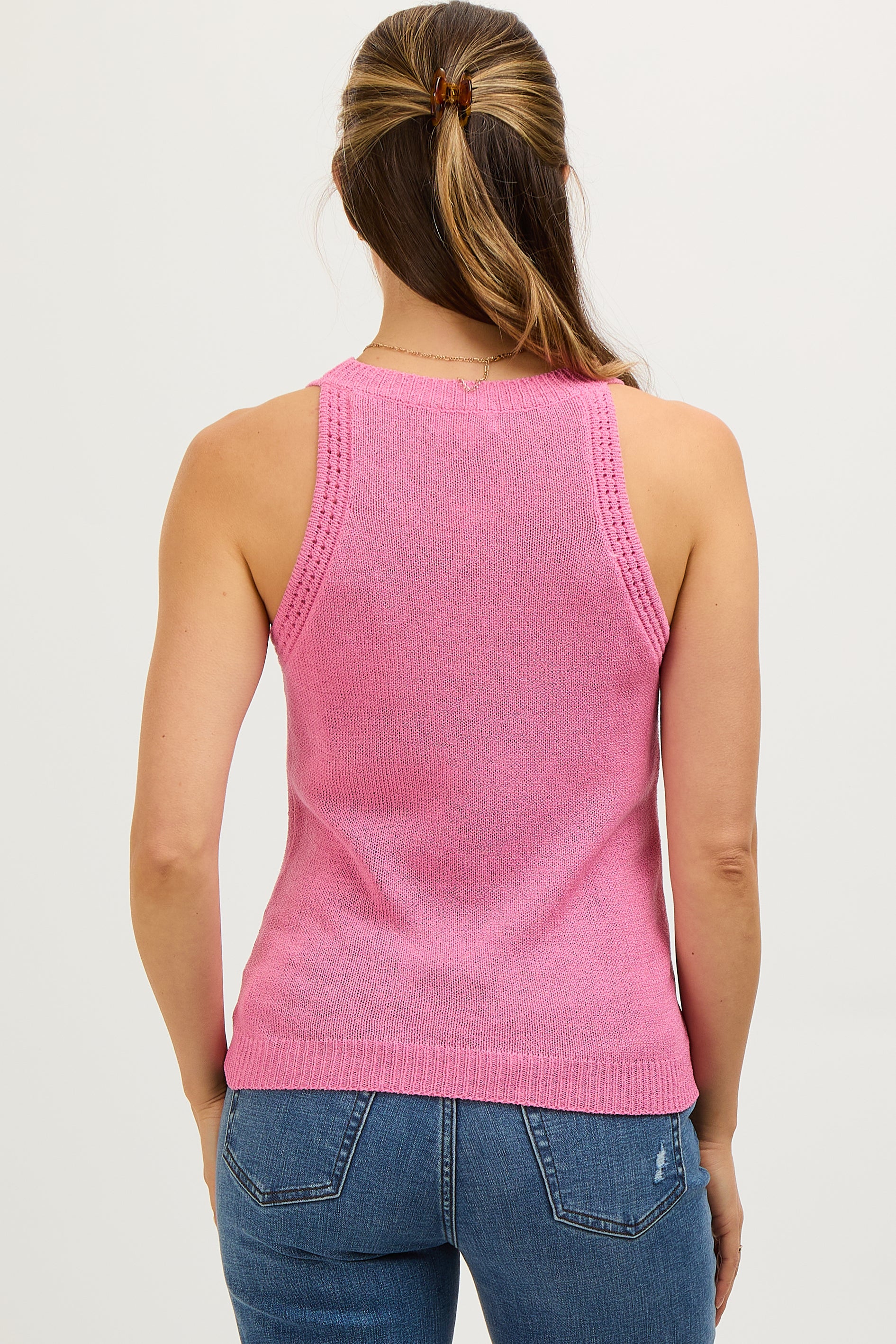 Pink Sleeveless Knit Maternity Top - Image 3