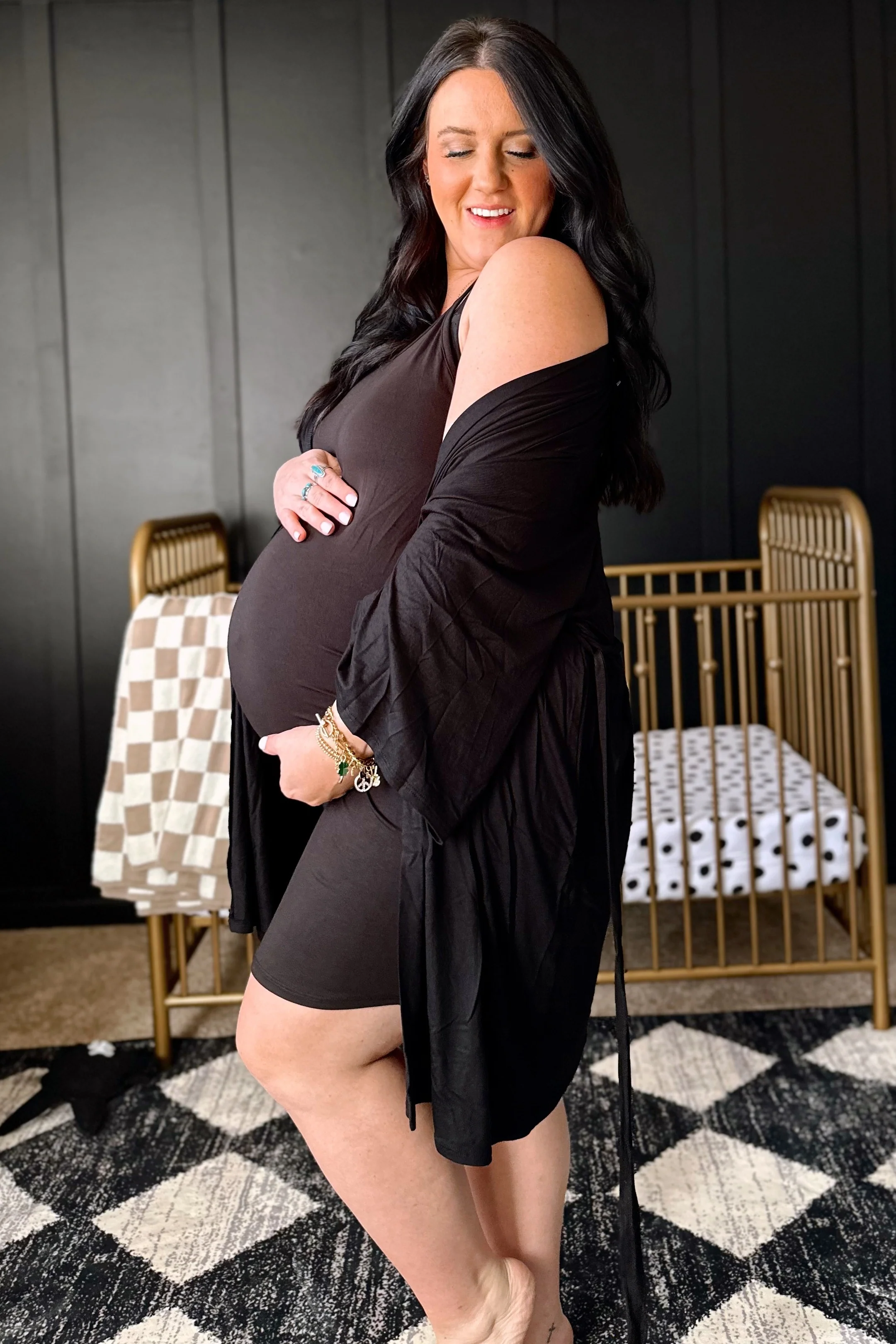 PinkBlush Black Basic Maternity Sleep Dress - Image 4