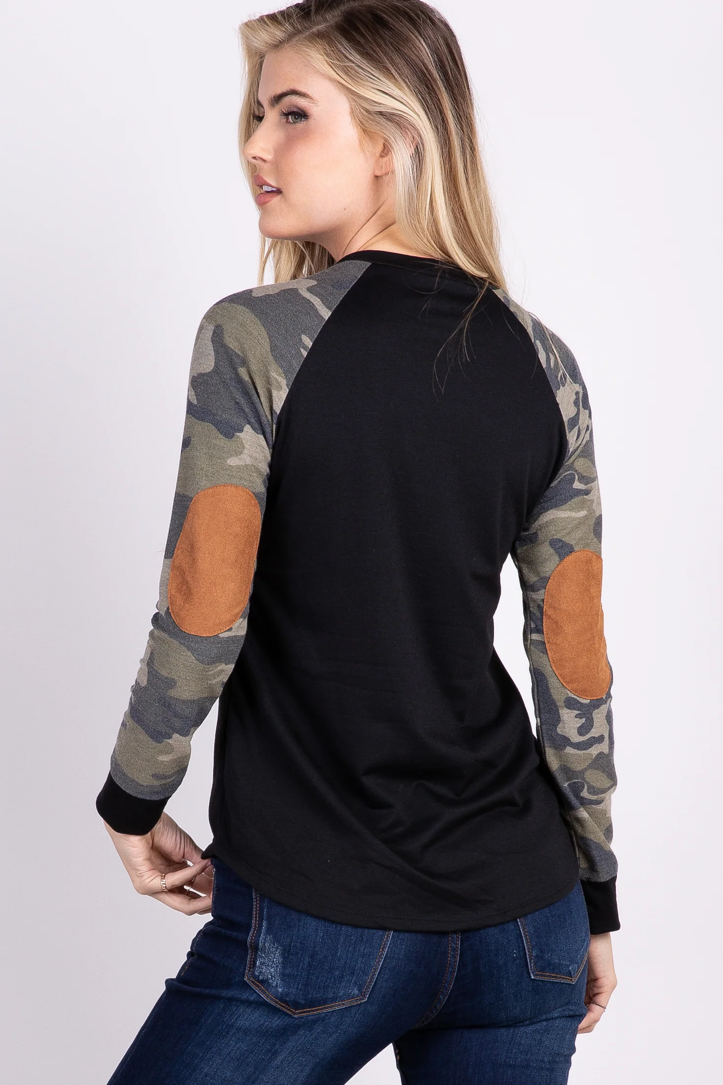 PinkBlush Black Camo Colorblock Top - Image 3