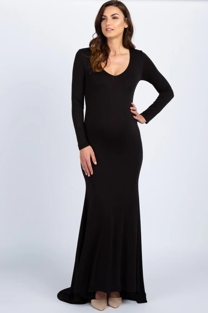 PinkBlush Black Long Sleeve Photoshoot Maternity Gown/Dress - Image 7