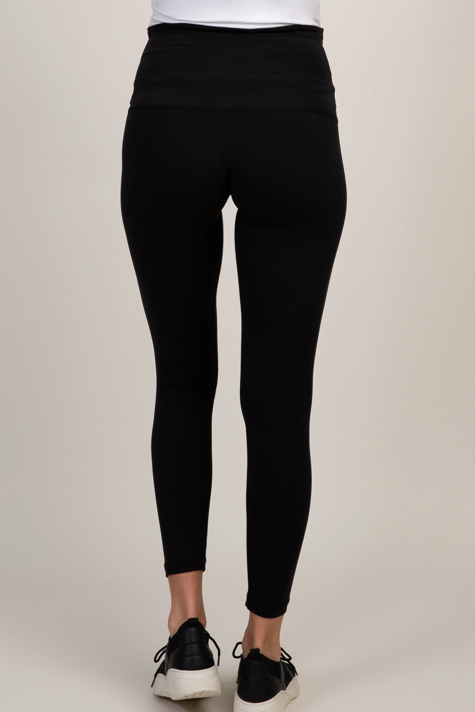 PinkBlush Black Solid Basic Maternity Leggings - Image 5