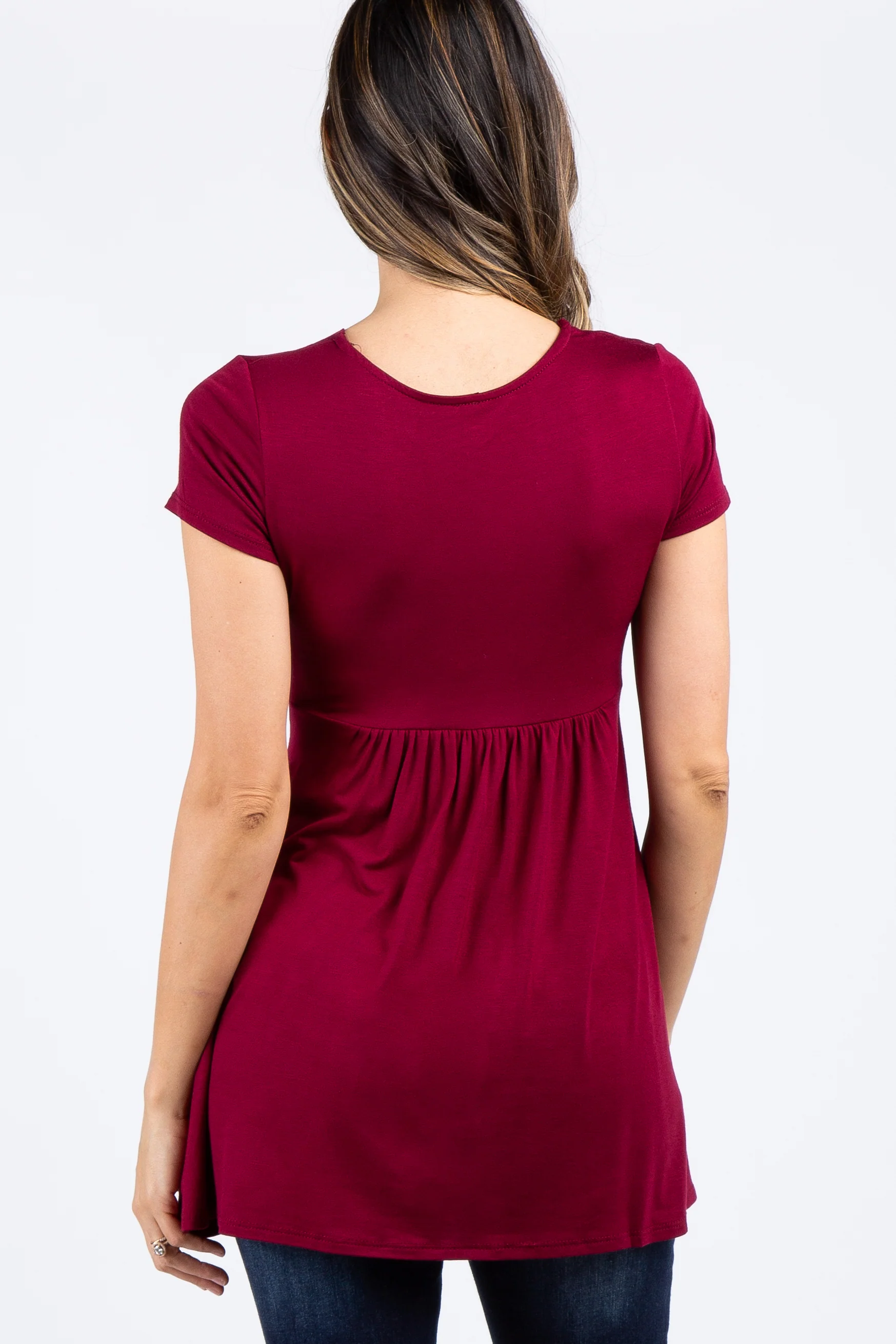 PinkBlush Burgundy Draped Front Nursing Top - Image 3
