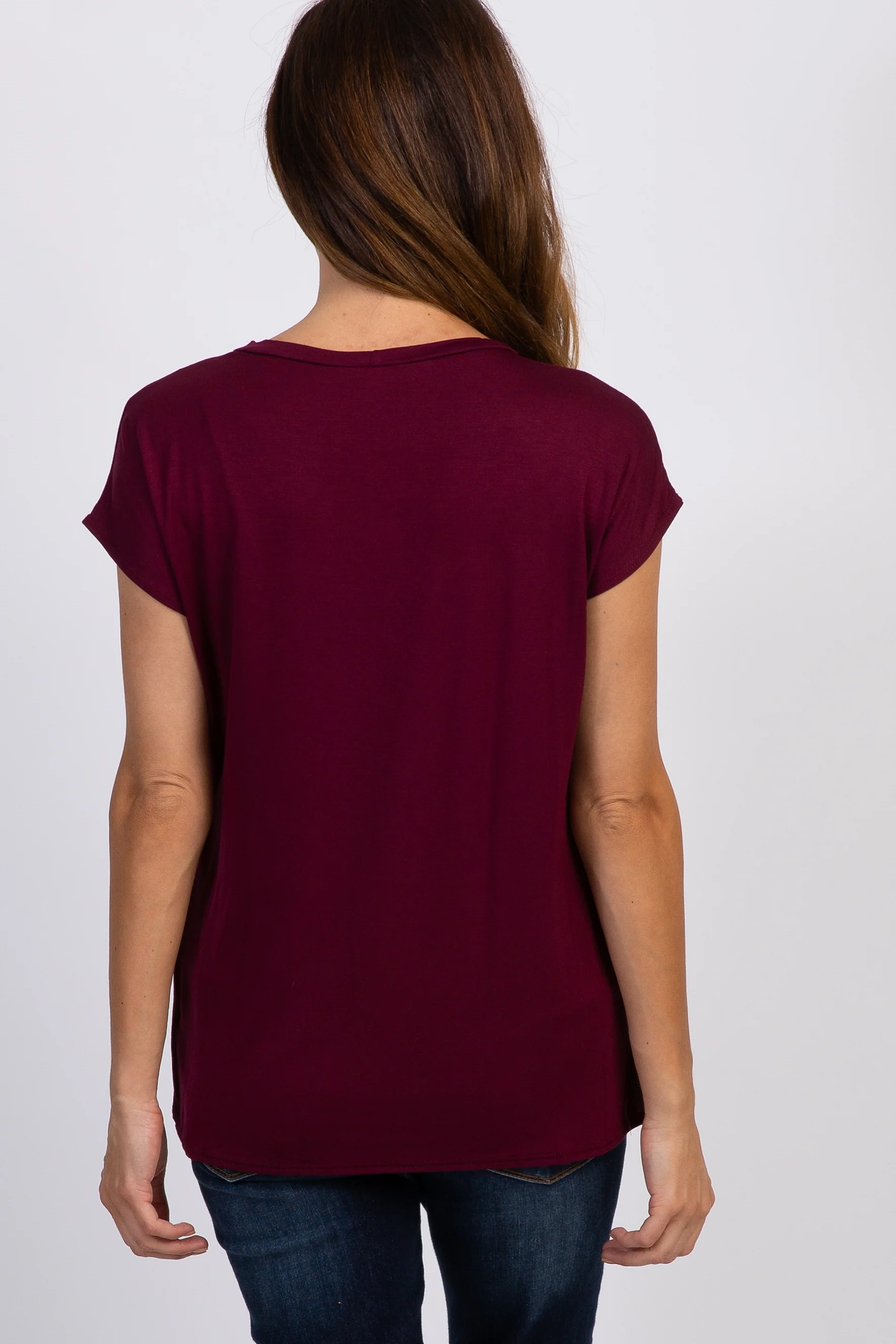 PinkBlush Burgundy Layered Wrap Front Nursing Top - Image 3