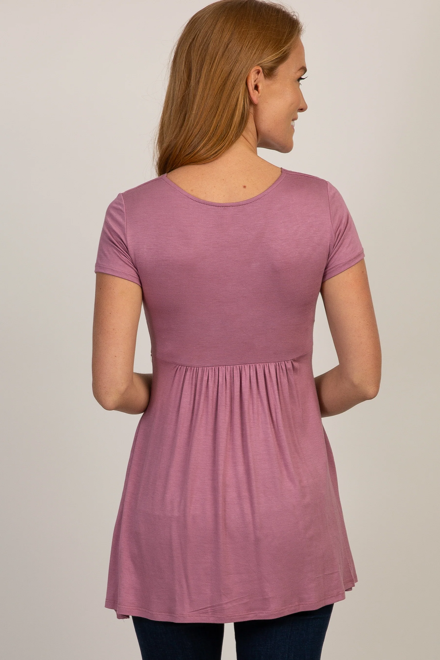 PinkBlush Mauve Draped Front Nursing Top - Image 3