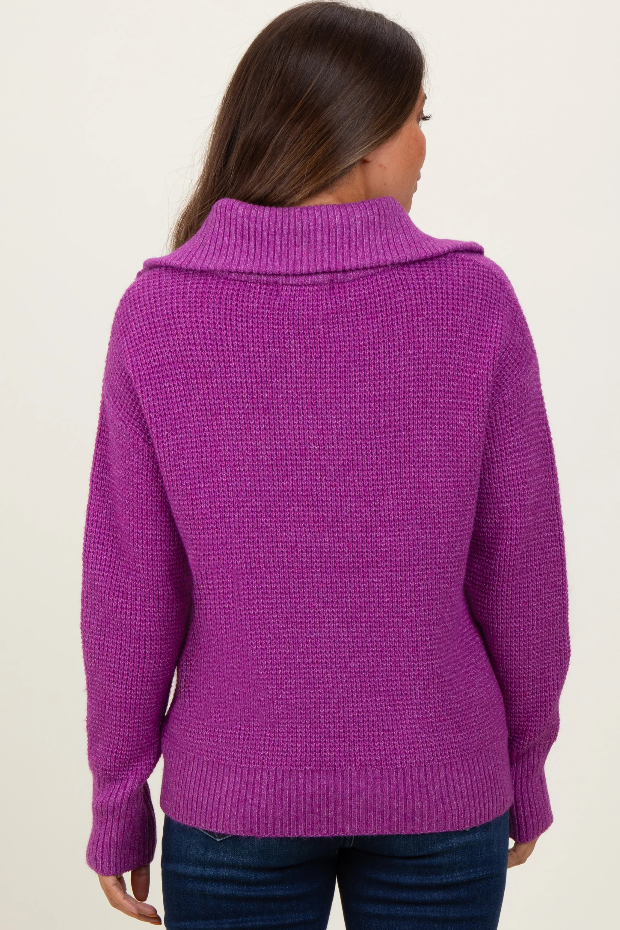 Plum Half Zip Maternity Pullover Sweater - Image 4