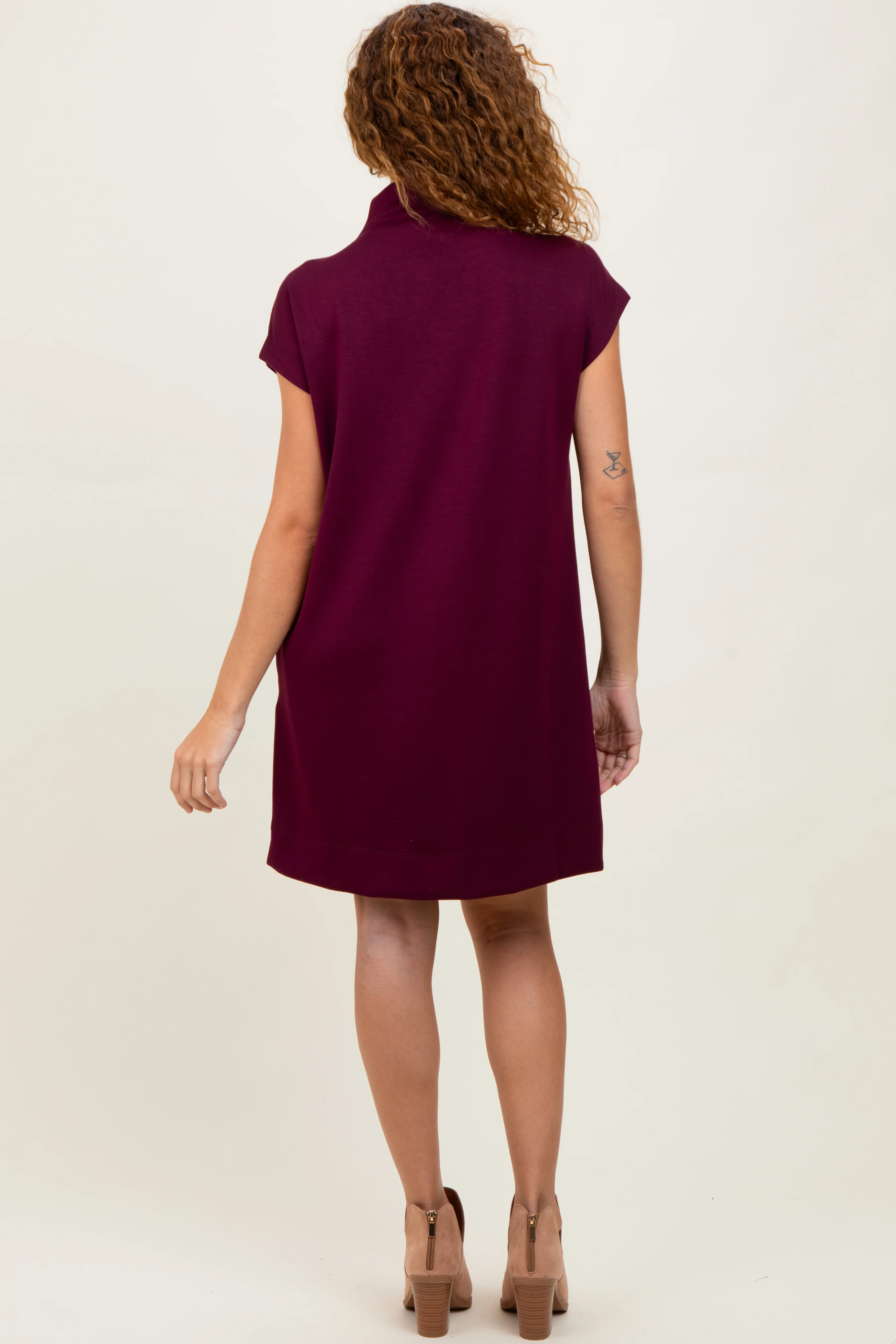 Plum Mock Neck Mini Dress - Image 4