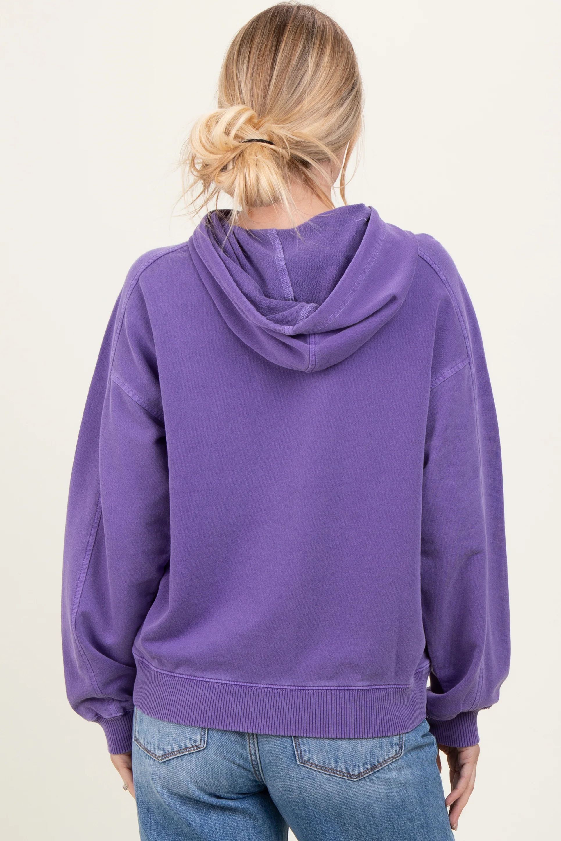 Purple French Terry Hooded Sweatshirt - Image 4