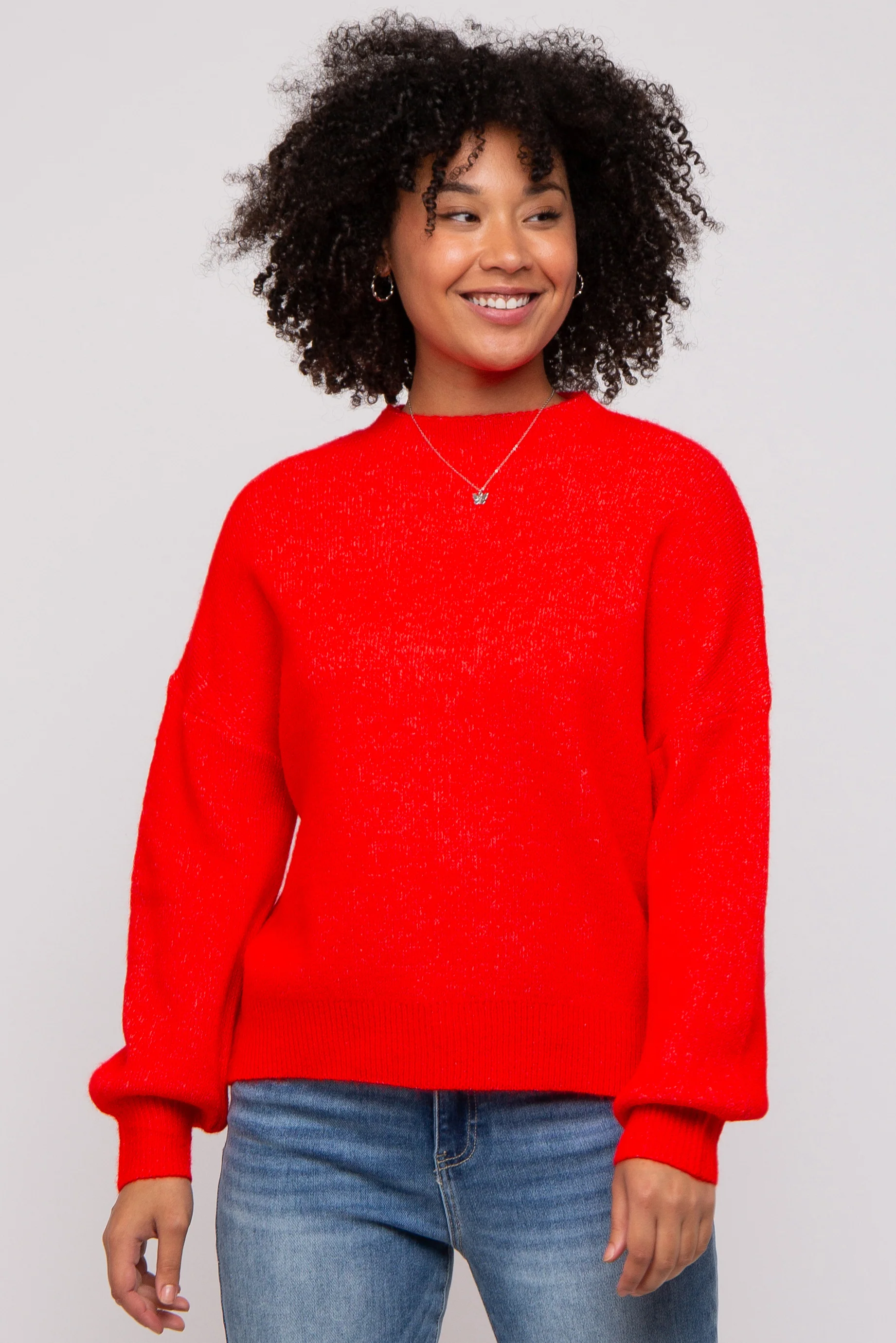 Red Bubble Sleeve Maternity Sweater - Image 5