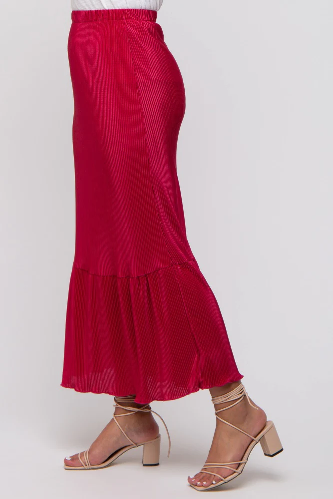 Red Plisse Maxi Skirt - Image 4
