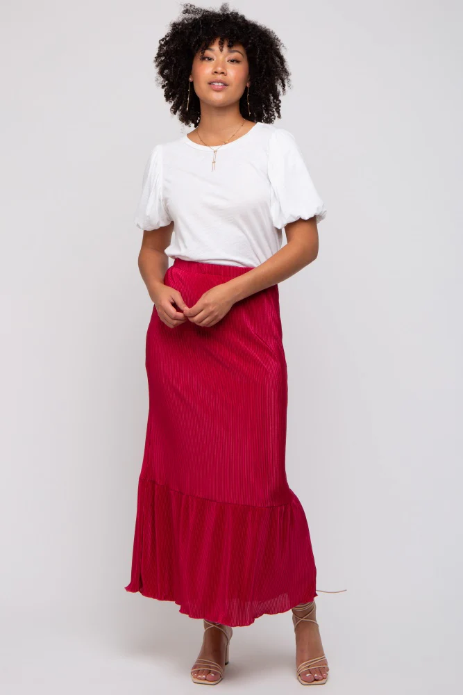 Red Plisse Maxi Skirt - Image 7