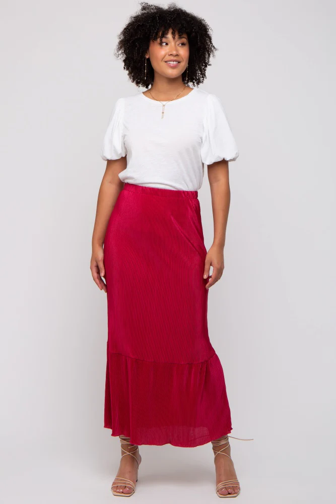 Red Plisse Maxi Skirt - Image 9