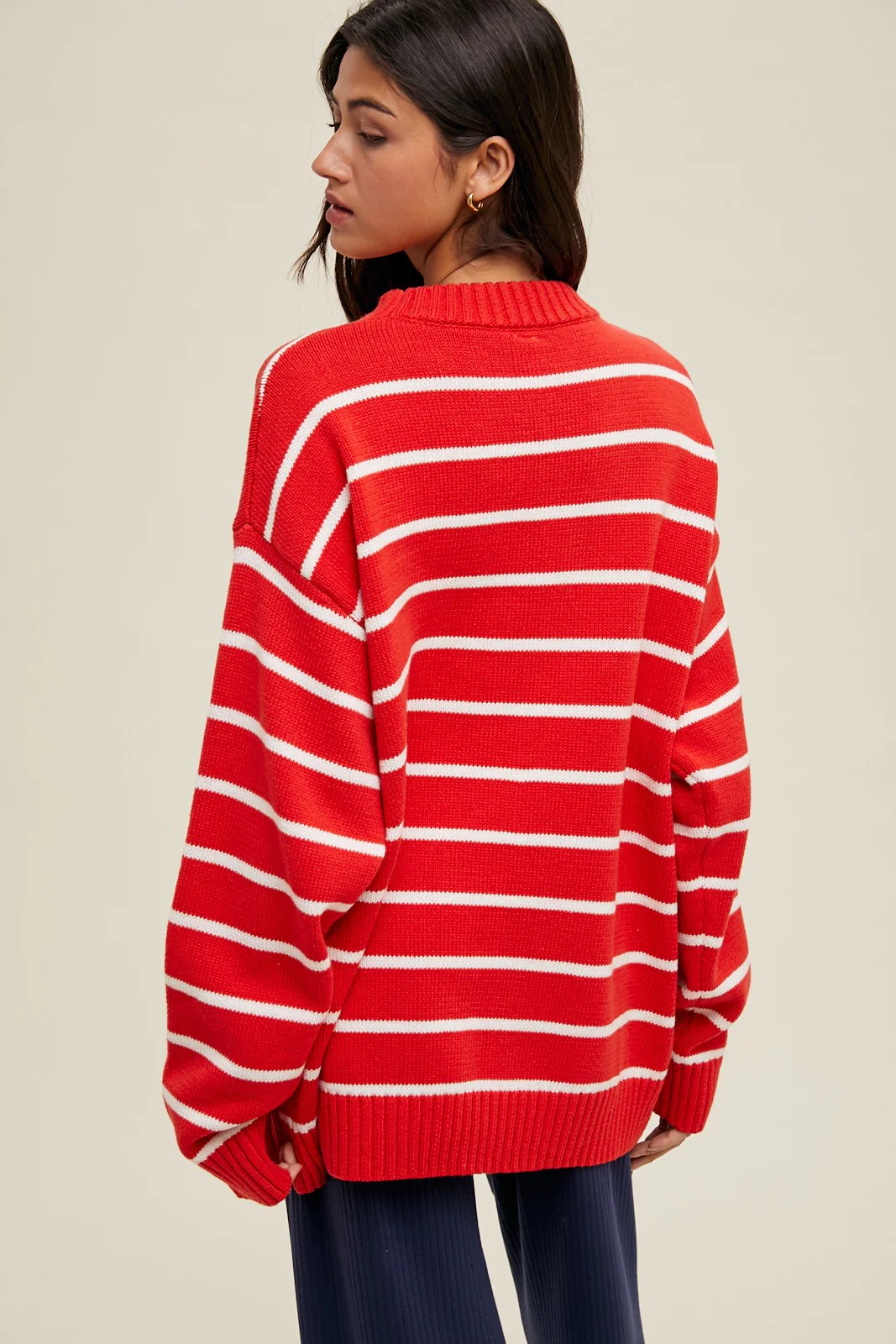 Red Striped Oversized Sweater - Image 4