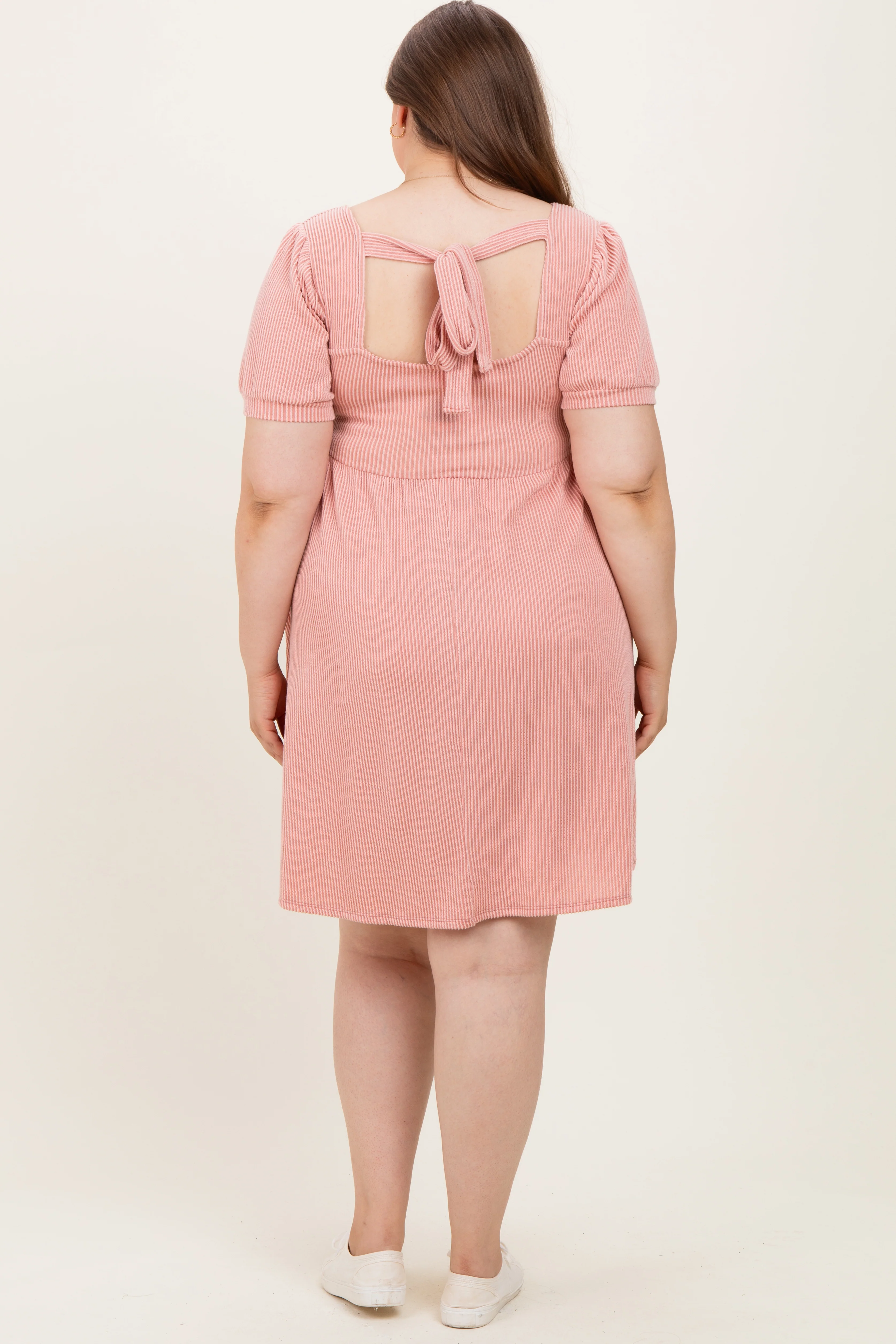 Rose Puff Rib Plus Maternity Babydoll Dress - Image 4