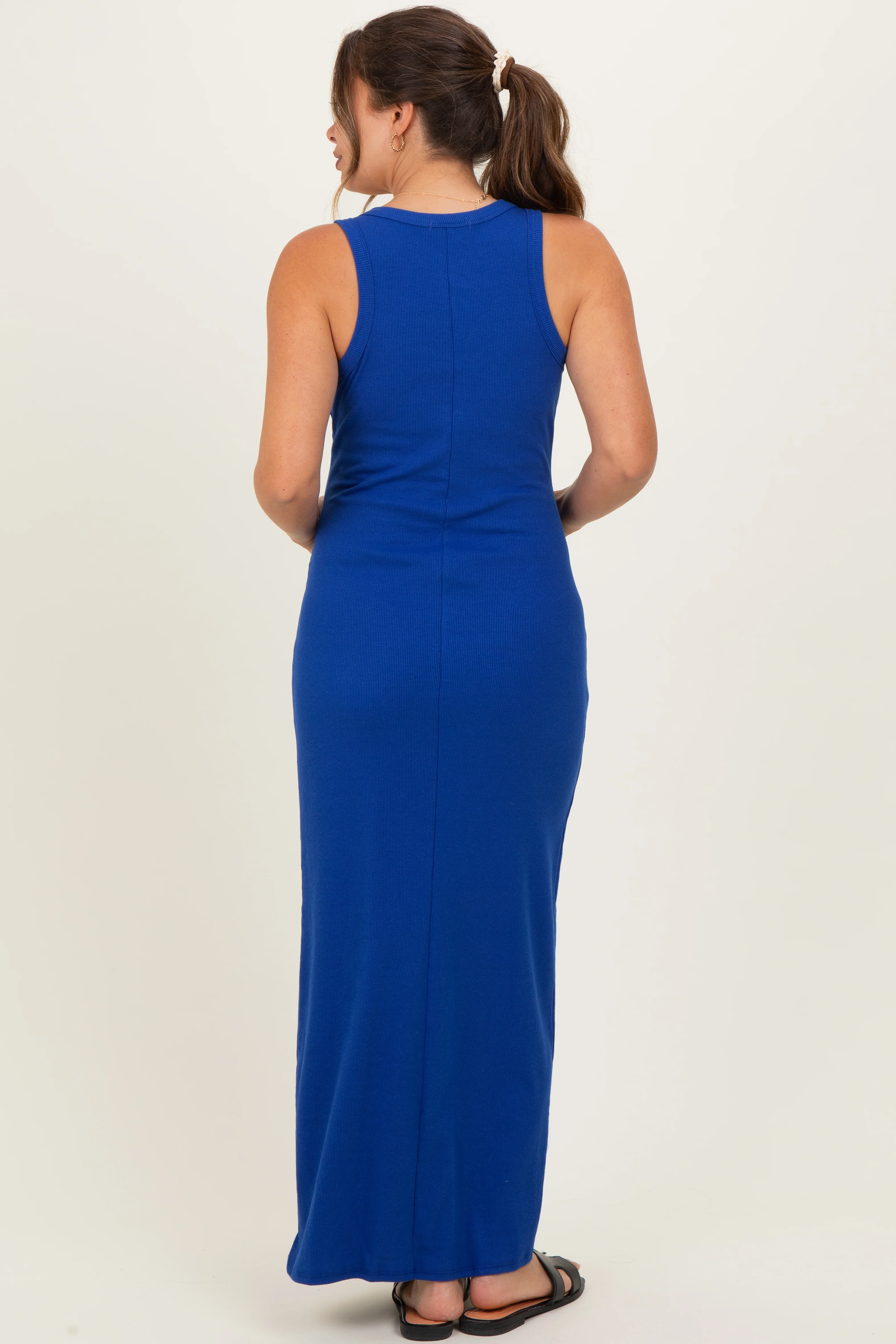 Royal Sleeveless Ribbed Maternity Maxi Dress - Image 4