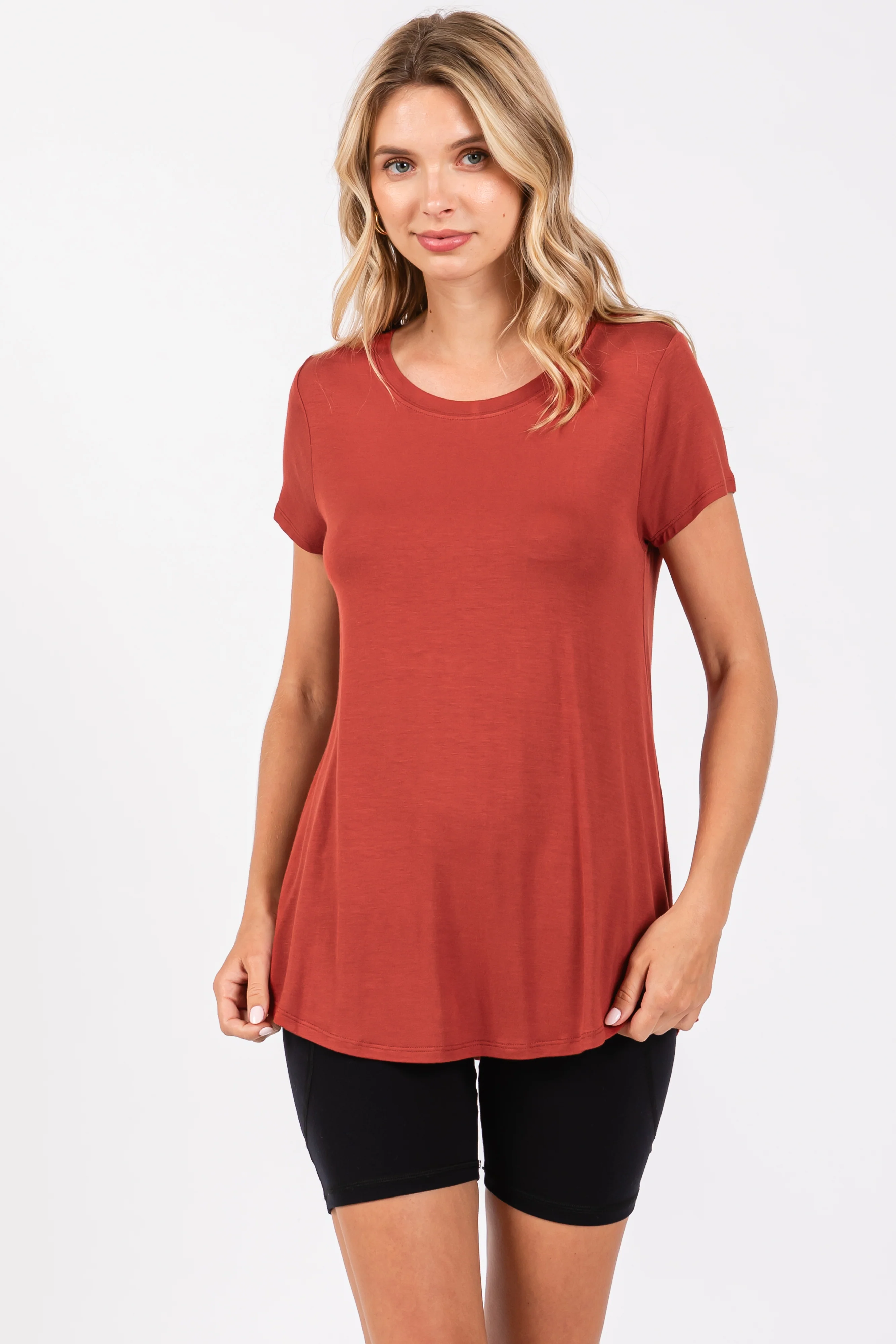 Rust Basic Short Sleeve Maternity Top - Image 5