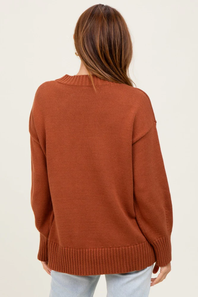Rust Drop Shoulder Oversized Sweater - Image 4