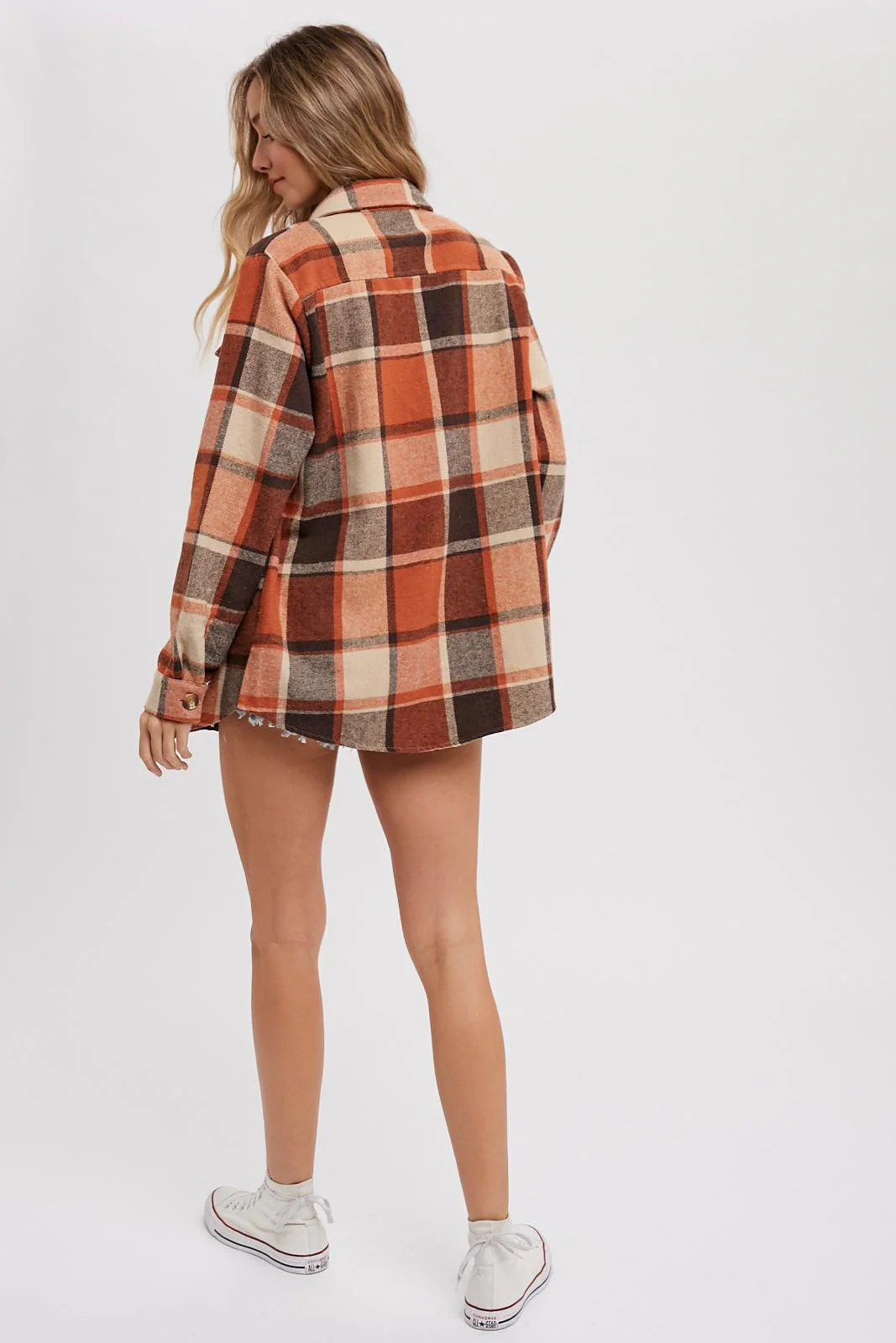 Rust Plaid Shirt Jacket - Image 3