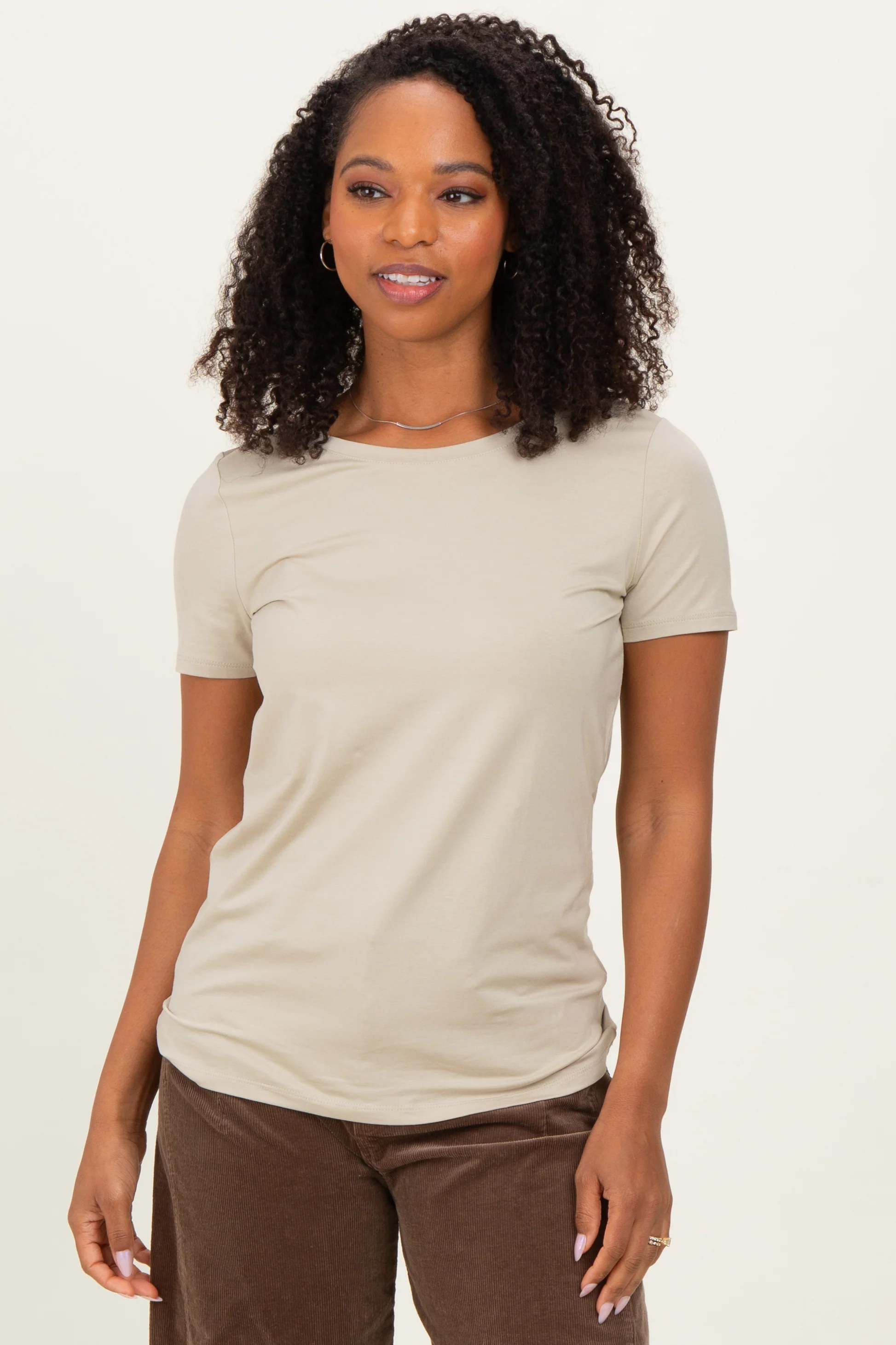 Sage Basic Short Sleeve Maternity Tee - Image 4