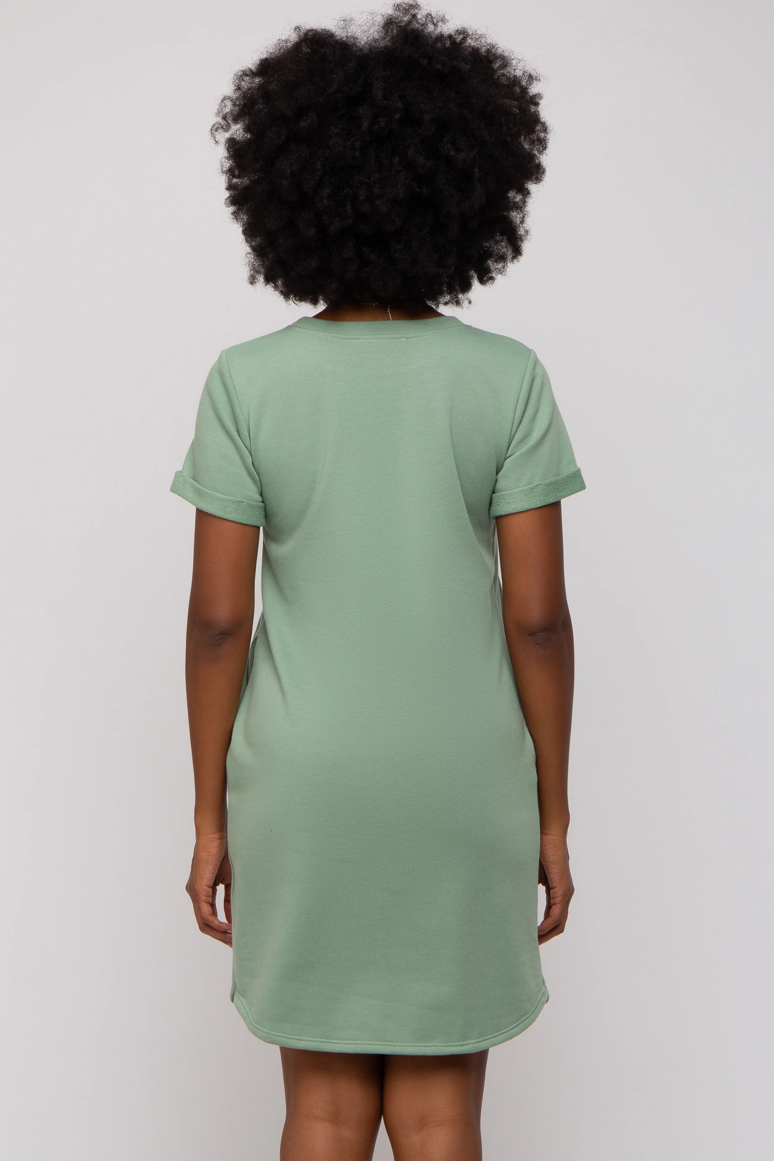 Sage French Terry Cuffed Short Sleeve Dress - Image 4