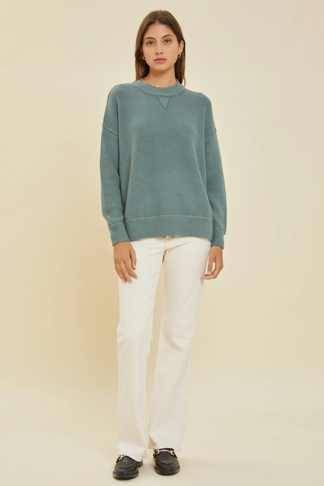 Sage Knit Side Slit Sweater - Image 3