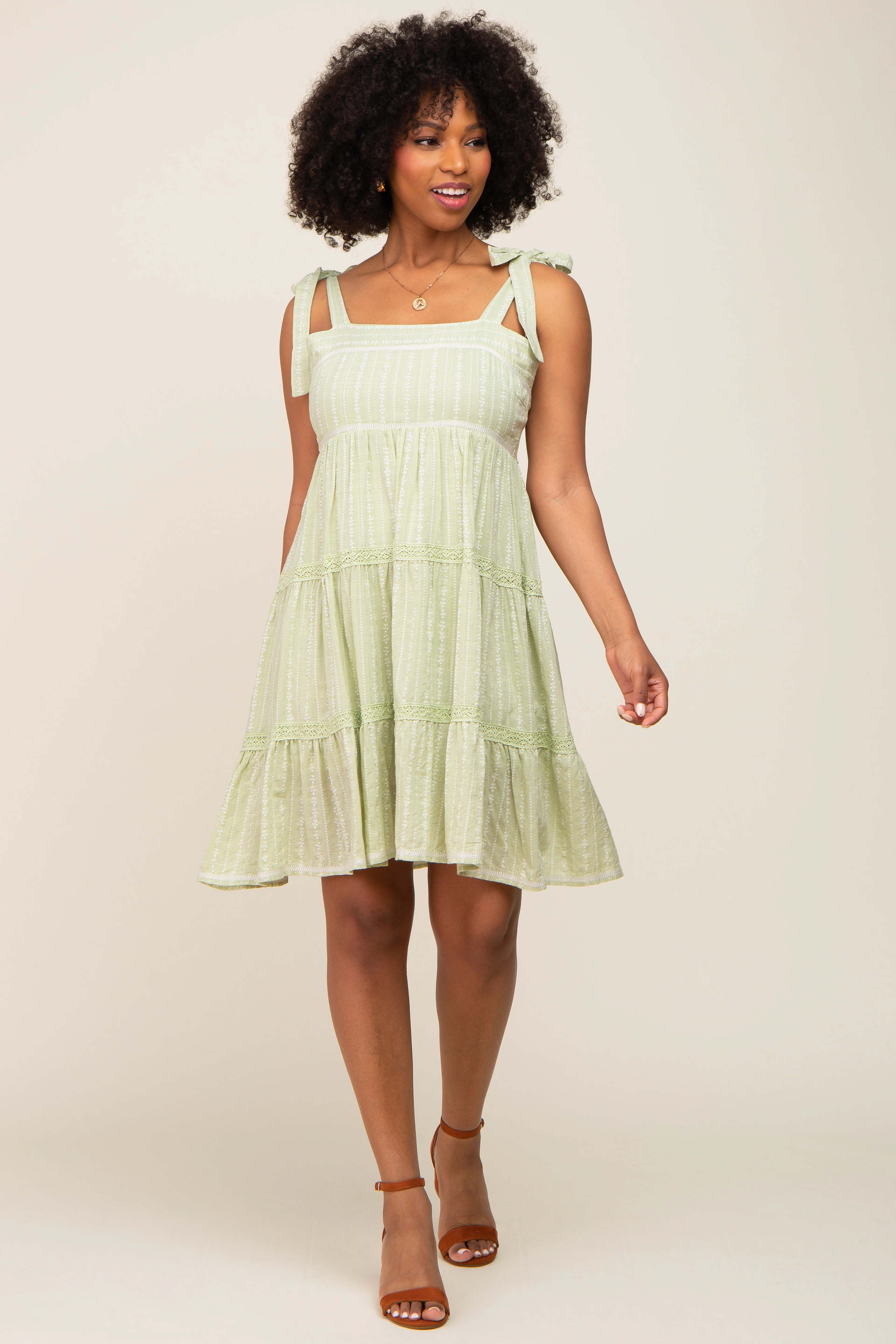 Sage Printed Sleeveless Tiered Dress - Image 5