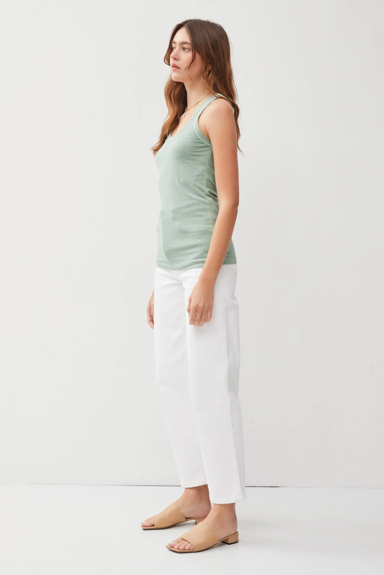 Sage Sleeveless Ribbed Top - Image 2