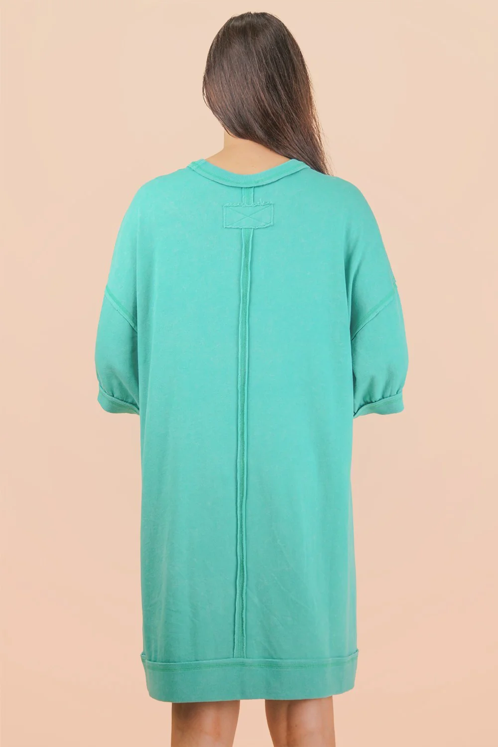 Seafoam Mineral Wash French Terry Knit T-Shirt Dress - Image 6