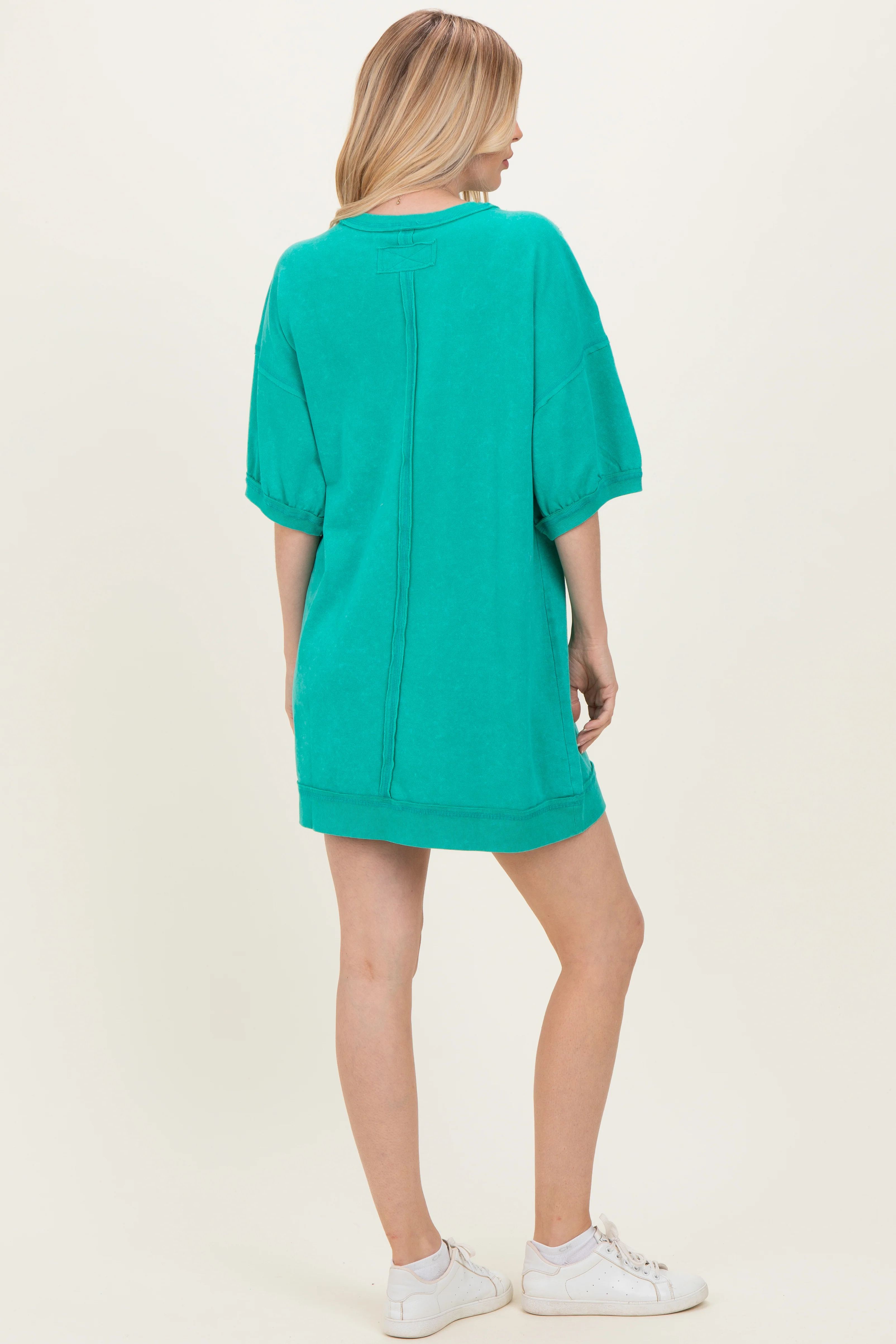 Seafoam Mineral Wash French Terry Knit T-Shirt Dress - Image 7