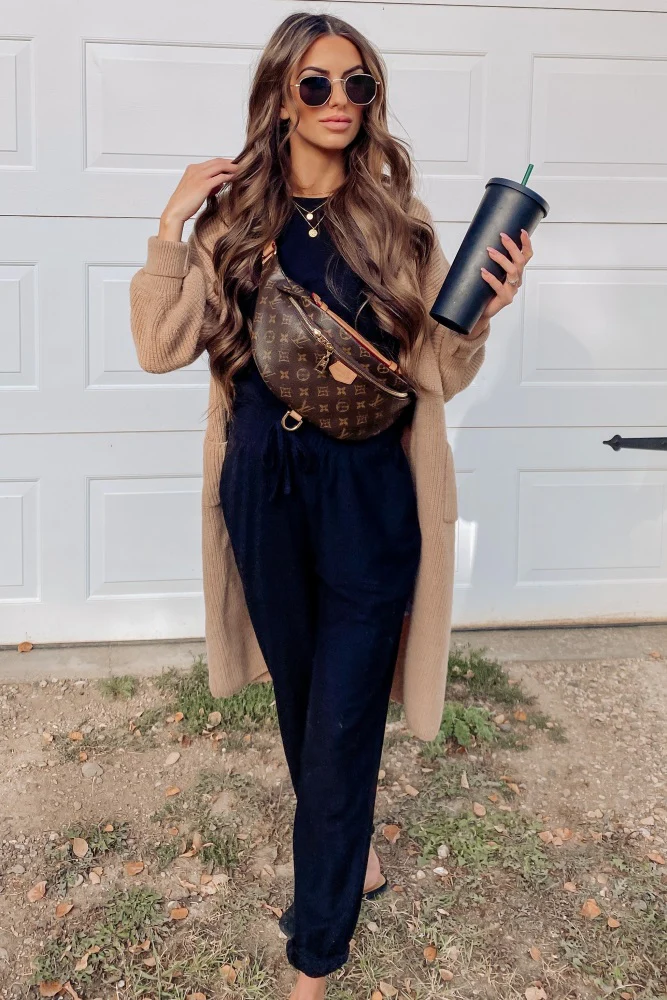 Taupe Bubble Sleeve Long Cardigan - Image 11