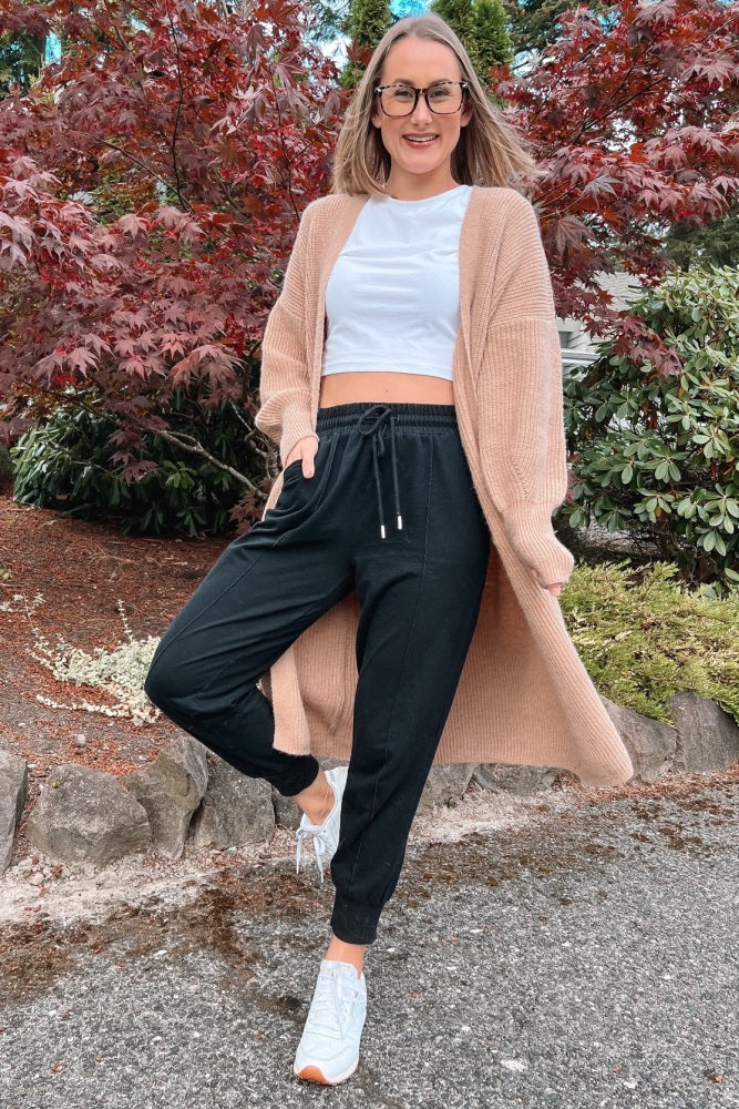 Taupe Bubble Sleeve Long Cardigan - Image 12