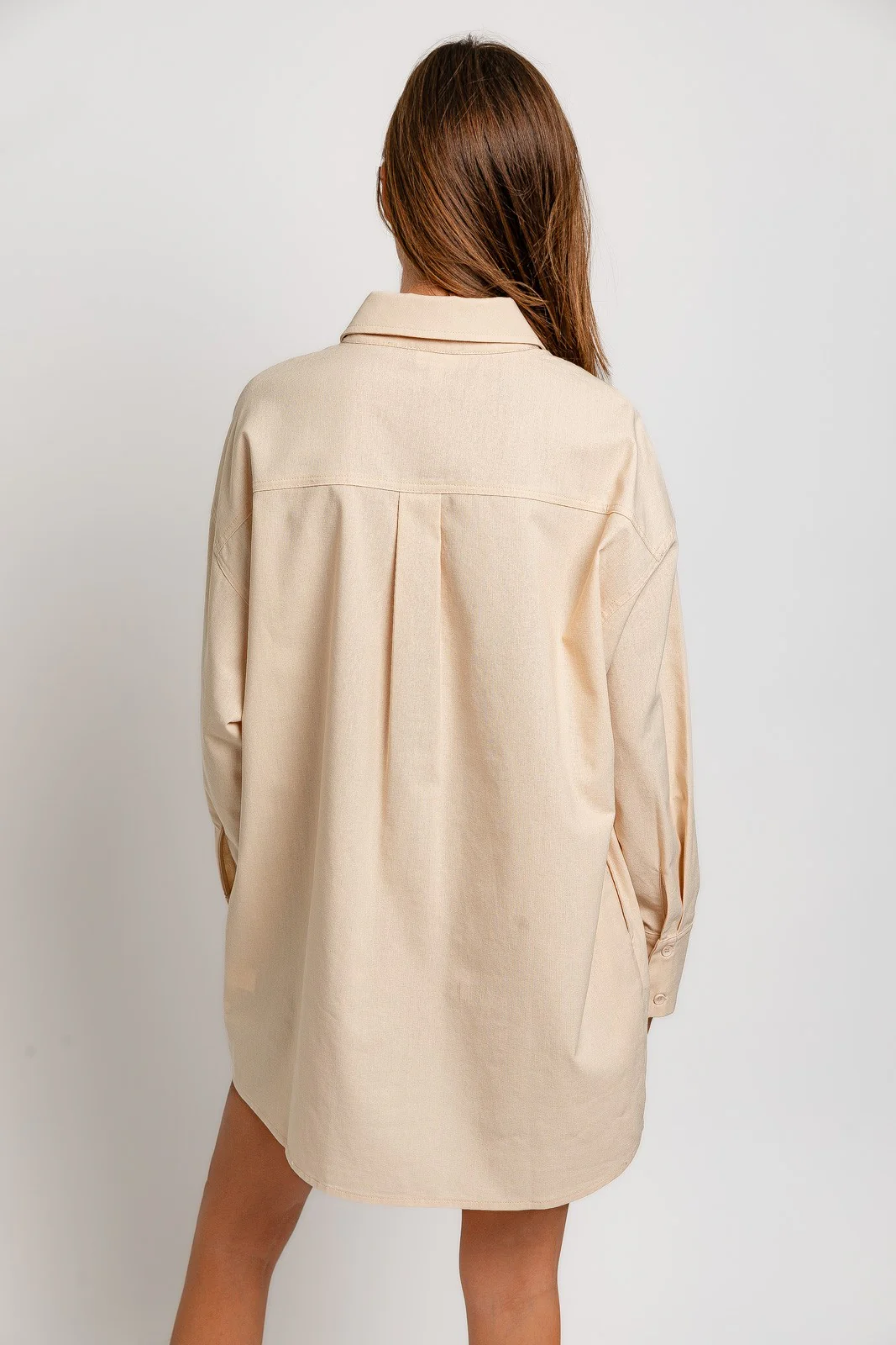 Taupe Oversized Shirt Dress - Image 3