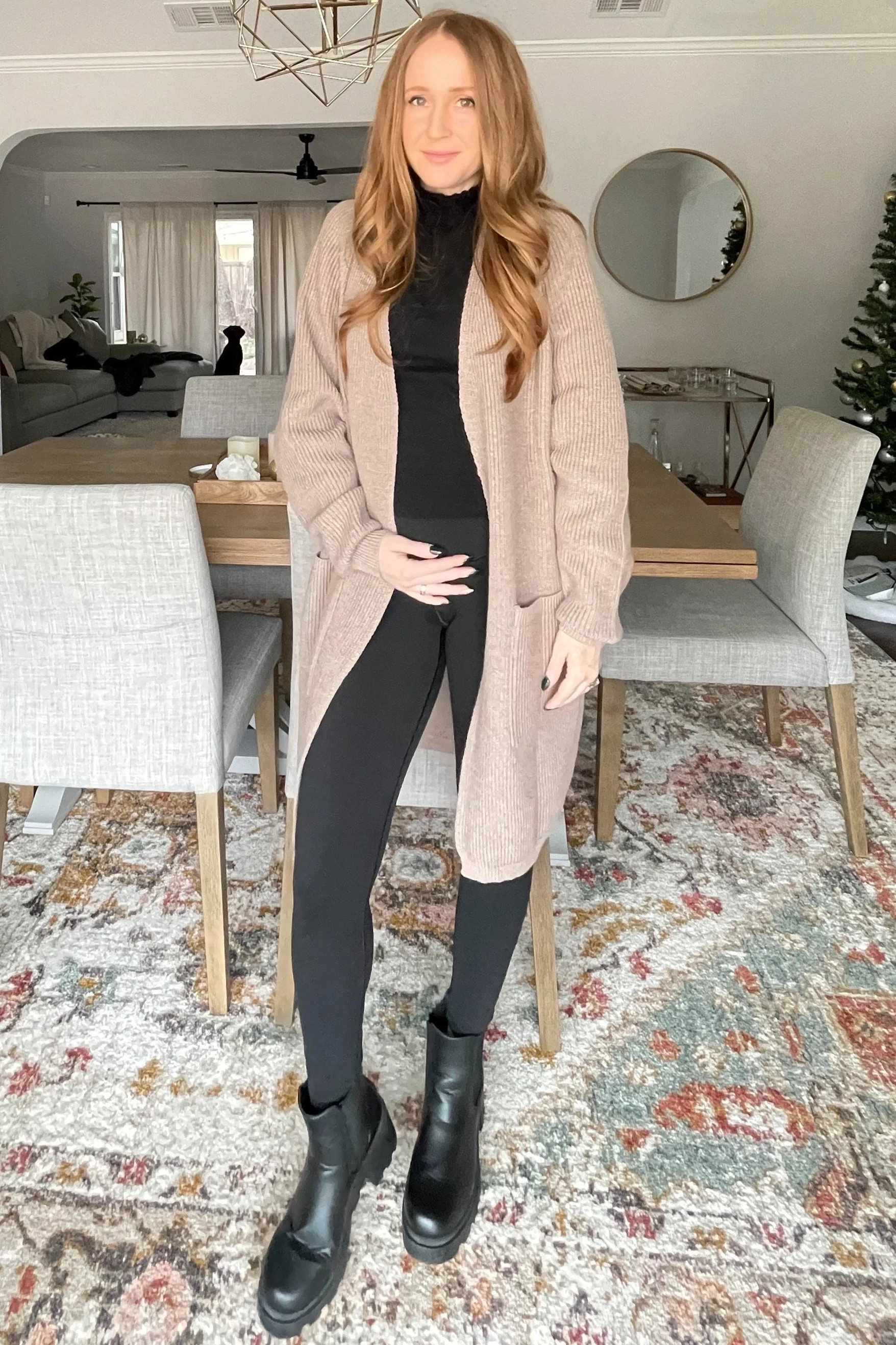 Taupe Pocketed Knit Maternity Cardigan - Image 5