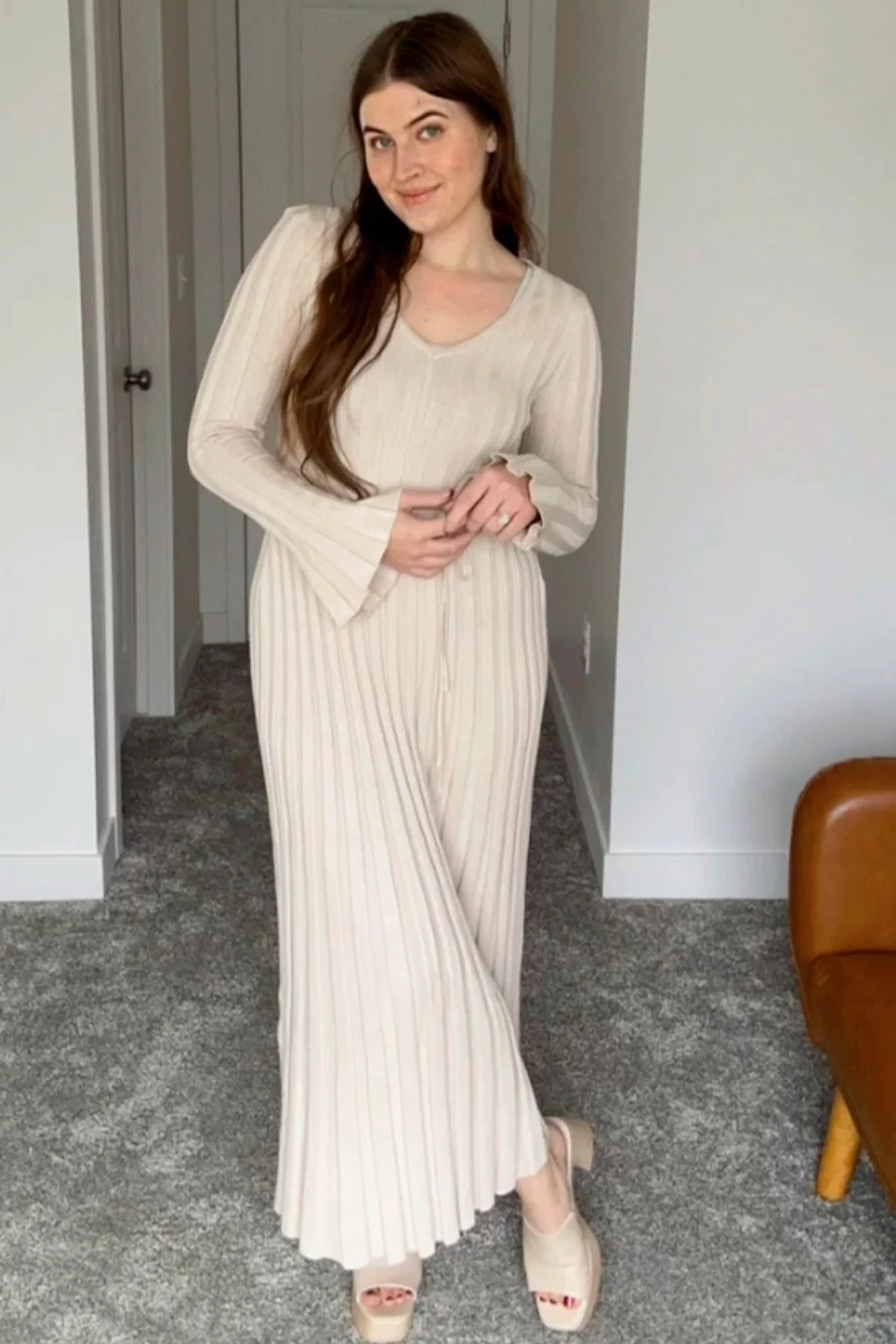 Taupe Ribbed Knit Maxi Dress - Image 12