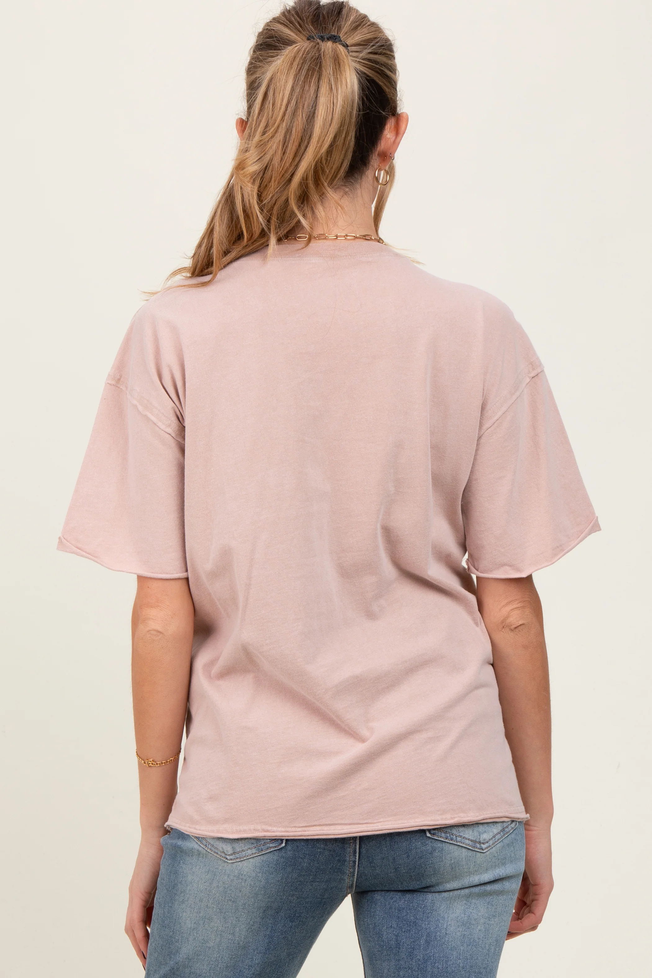 Taupe Short Sleeve Front Pocket Tunic Maternity Top - Image 4
