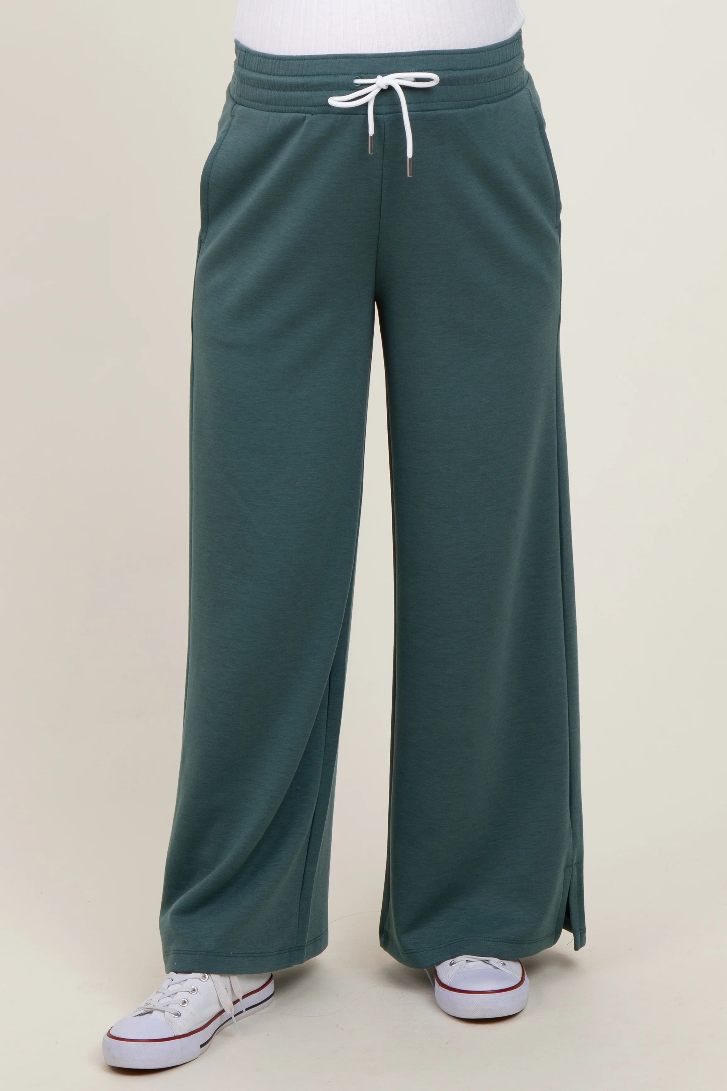 Teal Drawstring Maternity Lounge Pants - Image 3