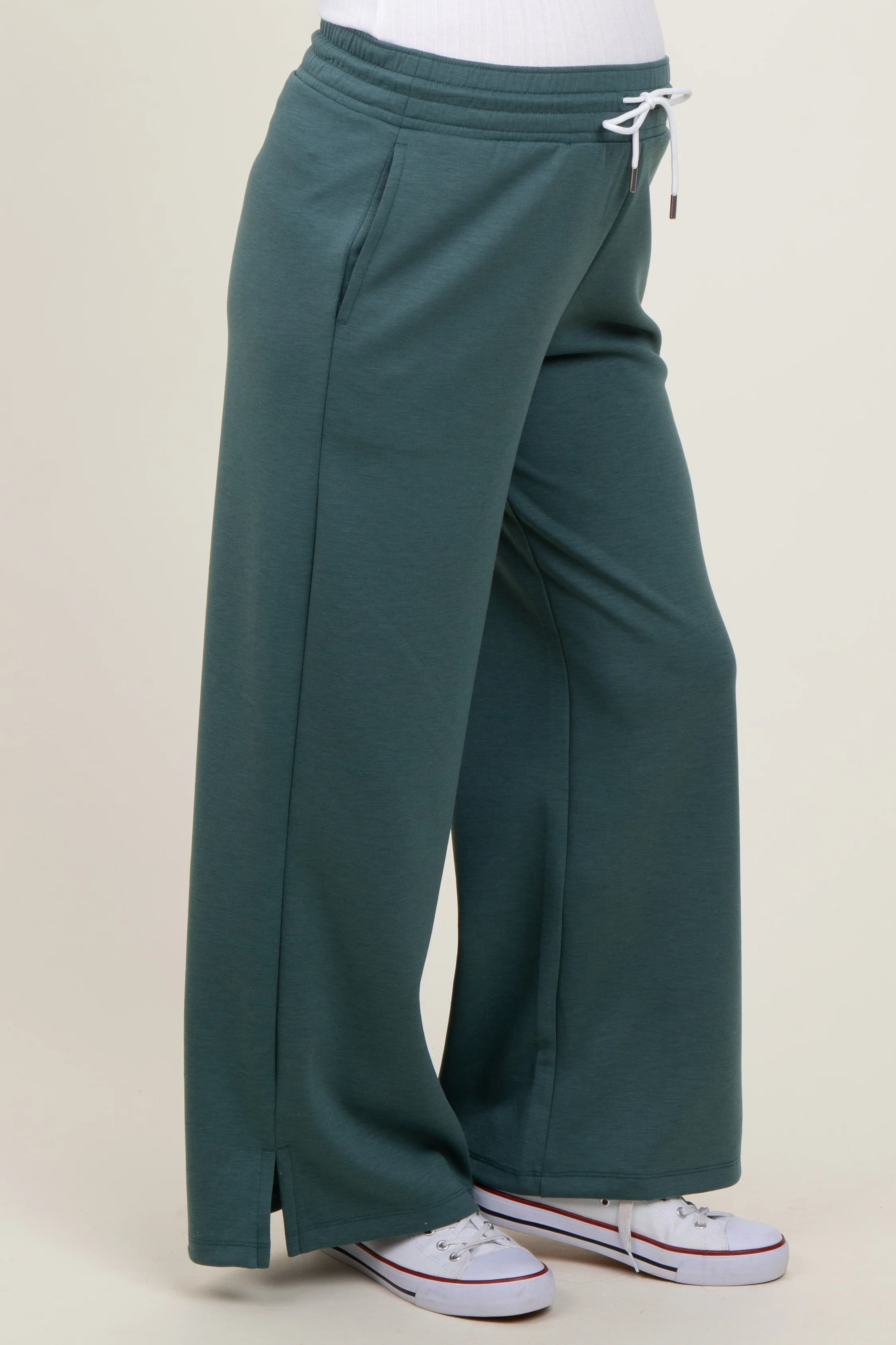 Teal Drawstring Maternity Lounge Pants - Image 4