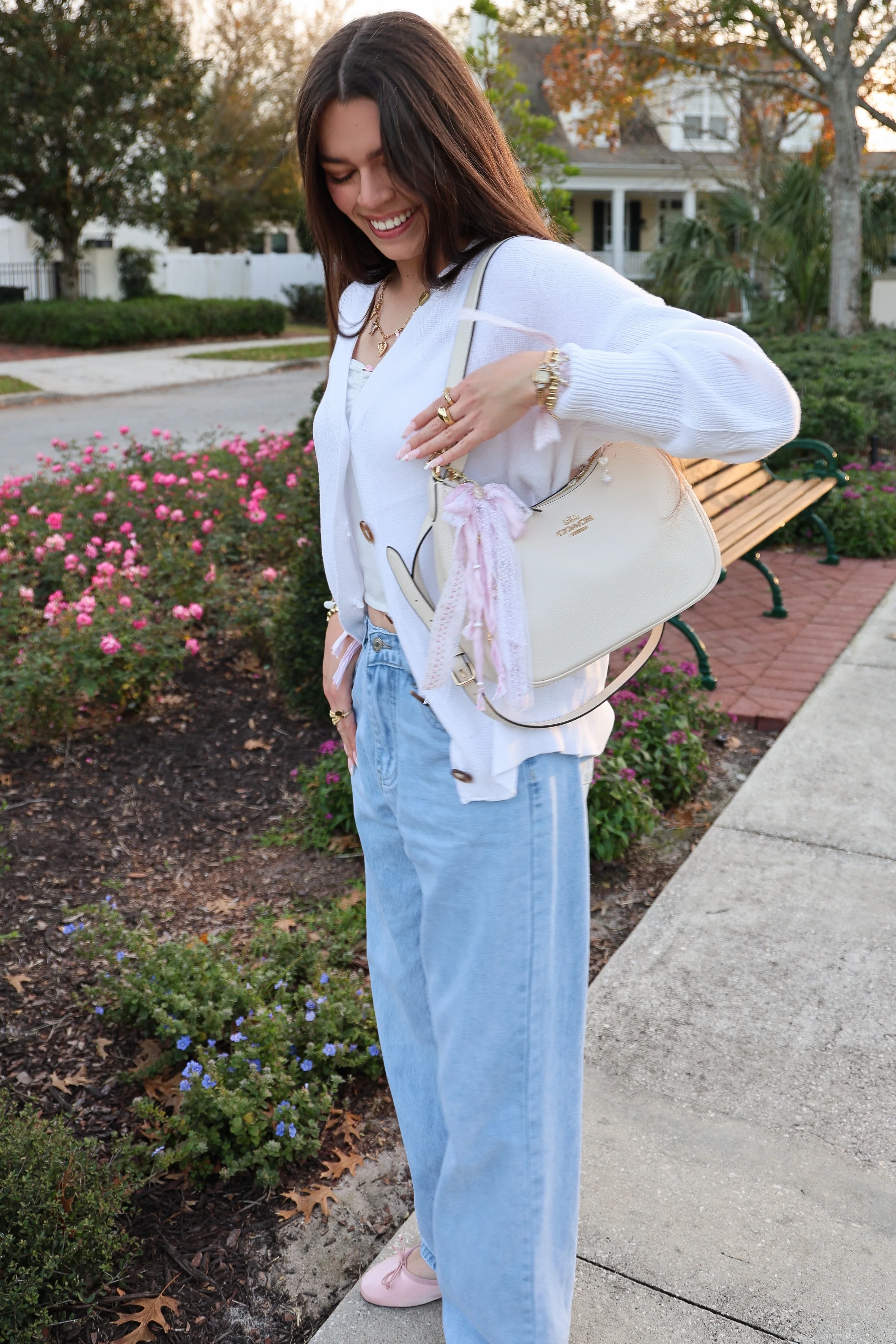 White Basic Ribbed Cardigan Sweater - Image 7
