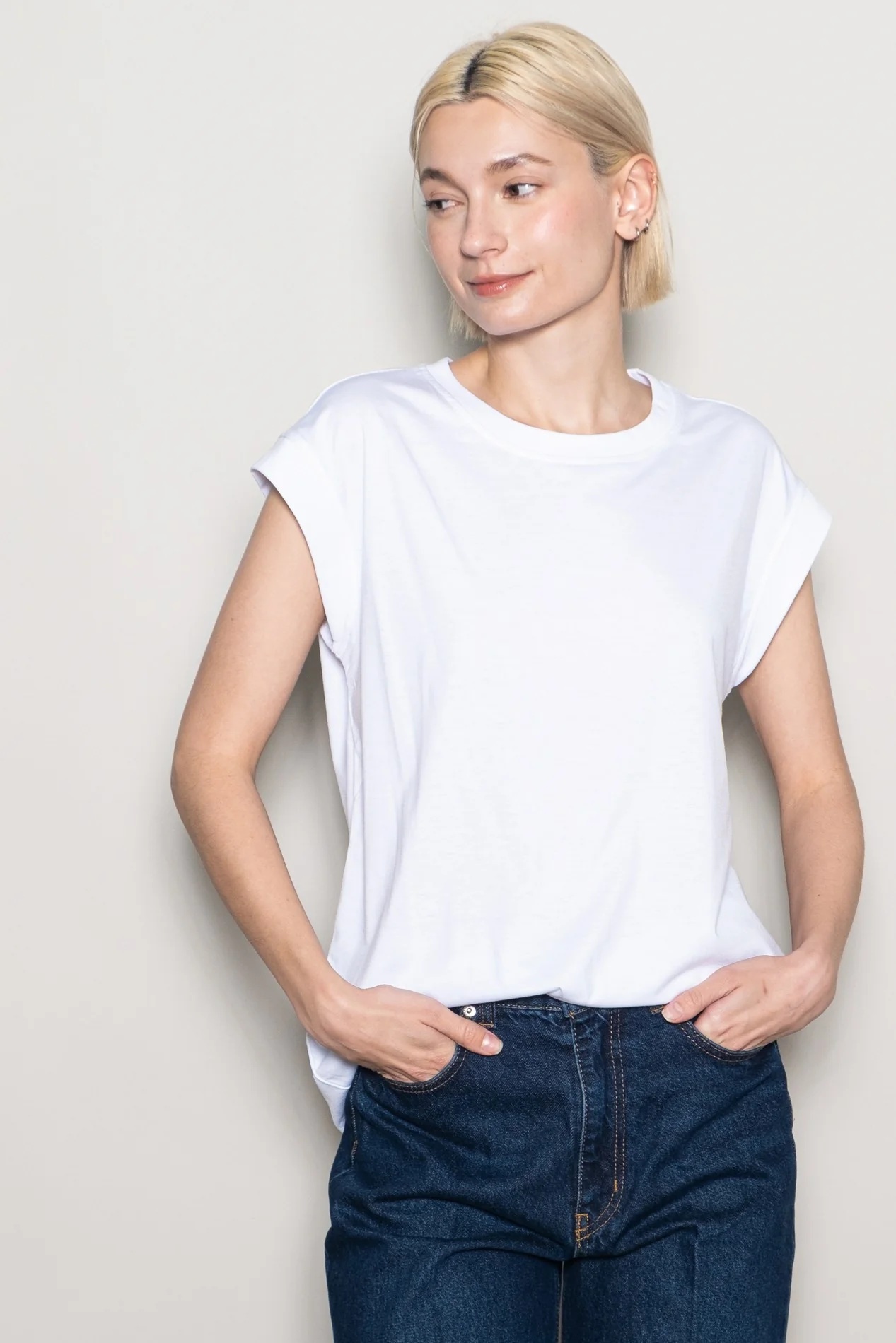 White Crew Neck Maternity Muscle Tee - Image 5